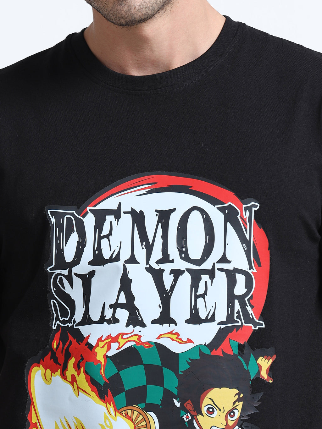 Black Round Neck T-Shirt - 100% Cotton Bio Wash