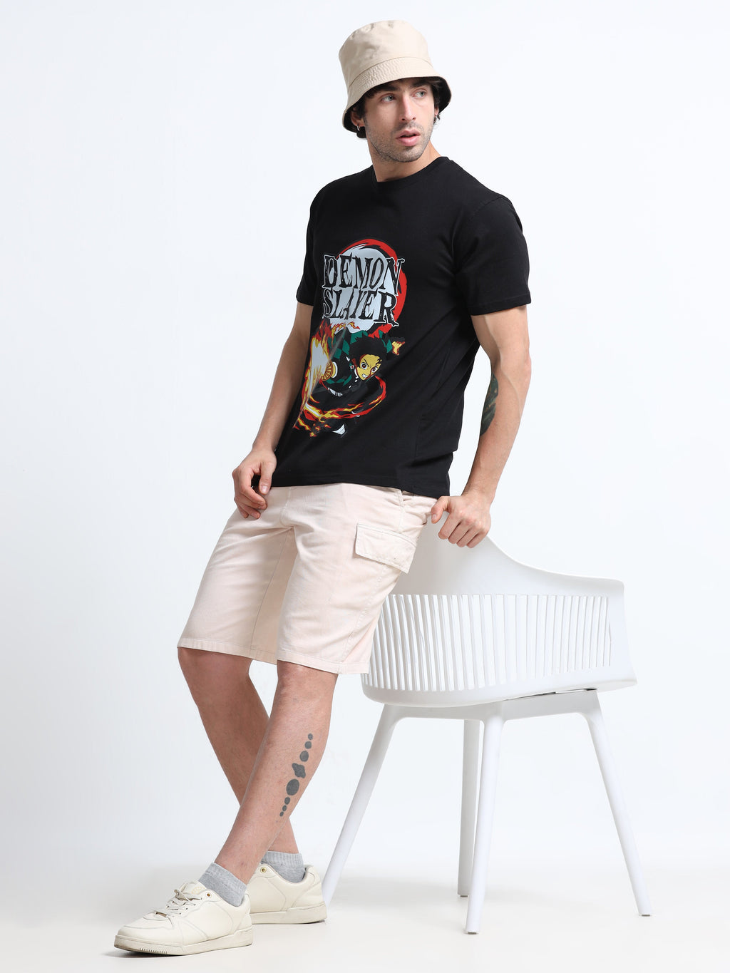 Black Round Neck T-Shirt - 100% Cotton Bio Wash