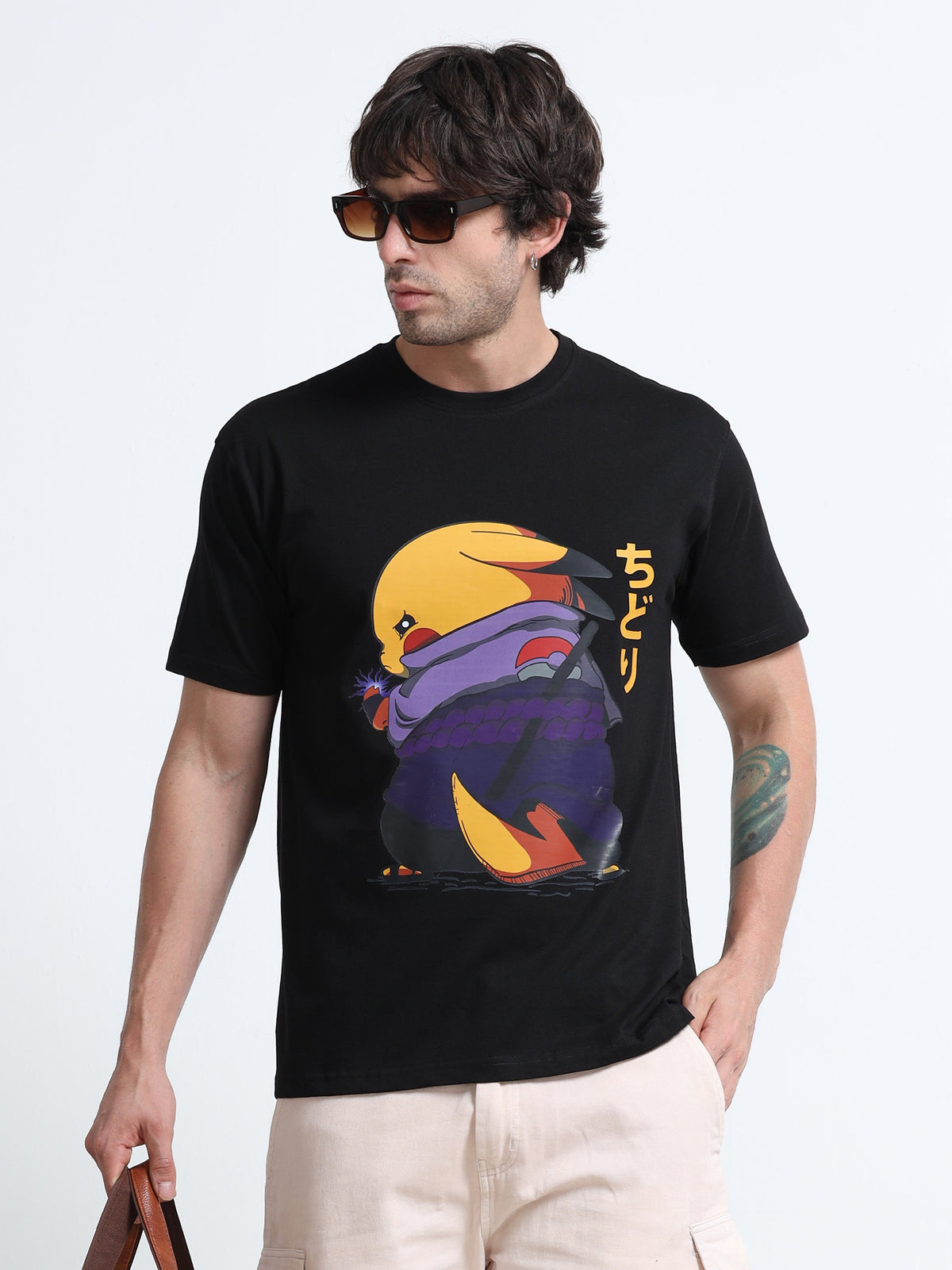 Black Round Neck T-Shirt - 100% Cotton Bio Wash