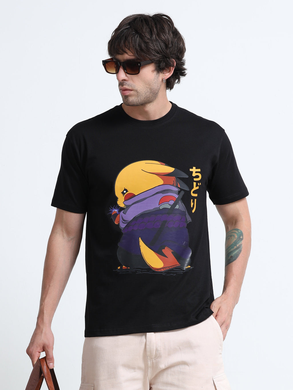 Black Round Neck T-Shirt - 100% Cotton Bio Wash