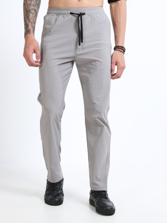 Men’s Grey Slim Fit Joggers with Adjustable Drawstring Waist & Side Pockets