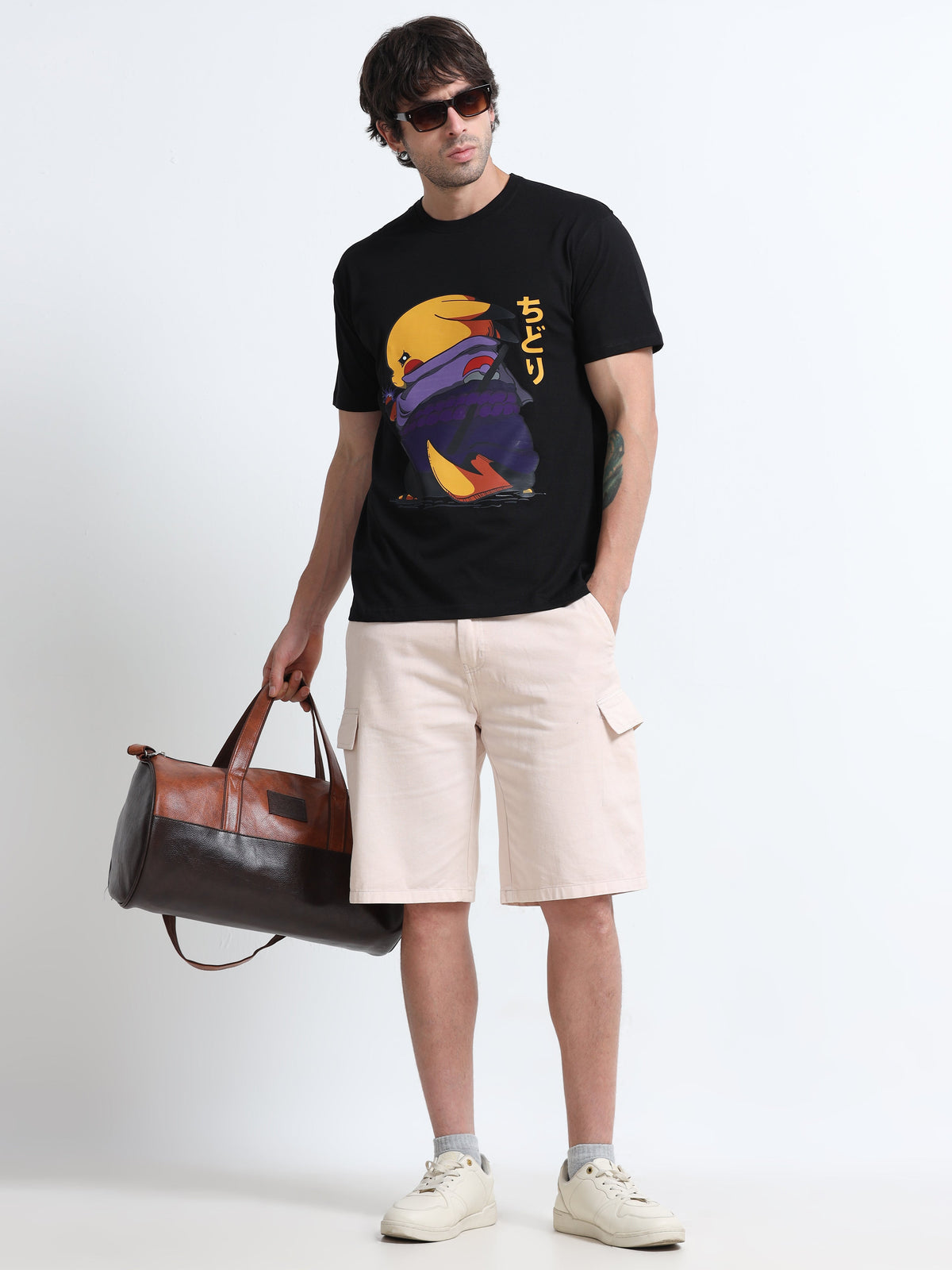 Black Round Neck T-Shirt - 100% Cotton Bio Wash
