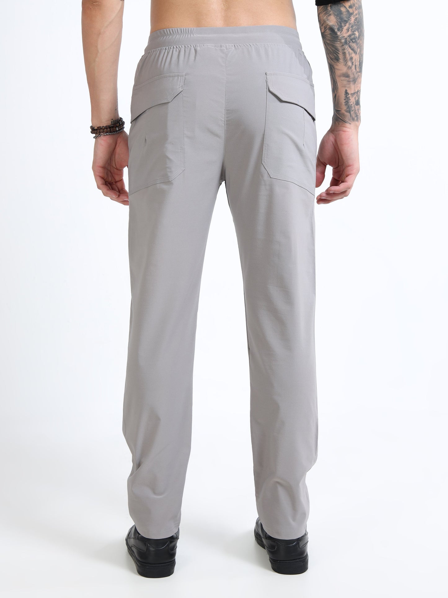 Men’s Grey Slim Fit Joggers with Adjustable Drawstring Waist & Side Pockets