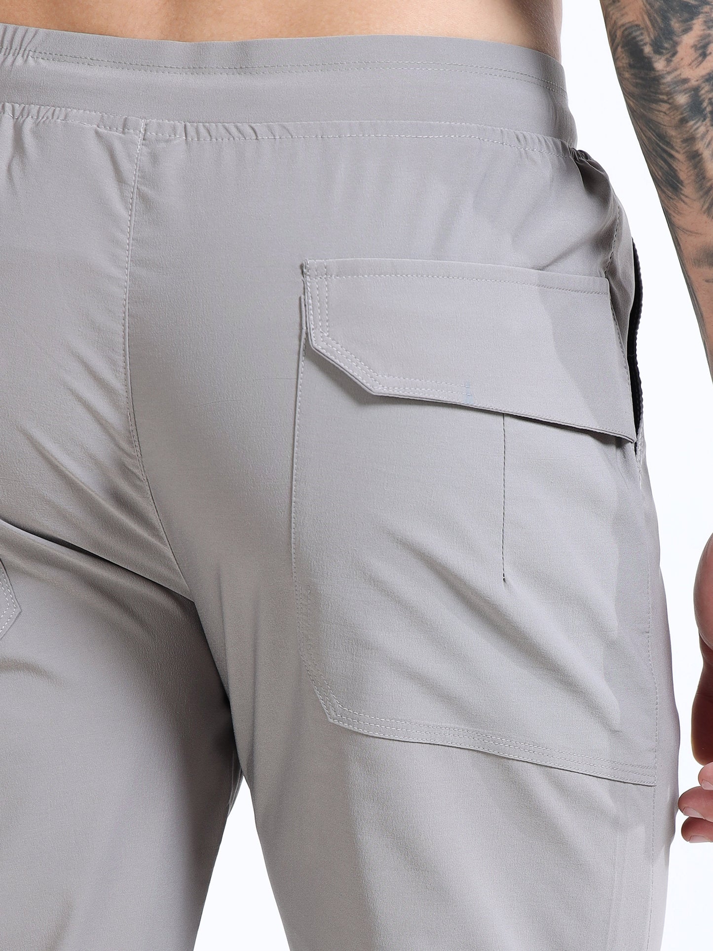 Men’s Grey Slim Fit Joggers with Adjustable Drawstring Waist & Side Pockets