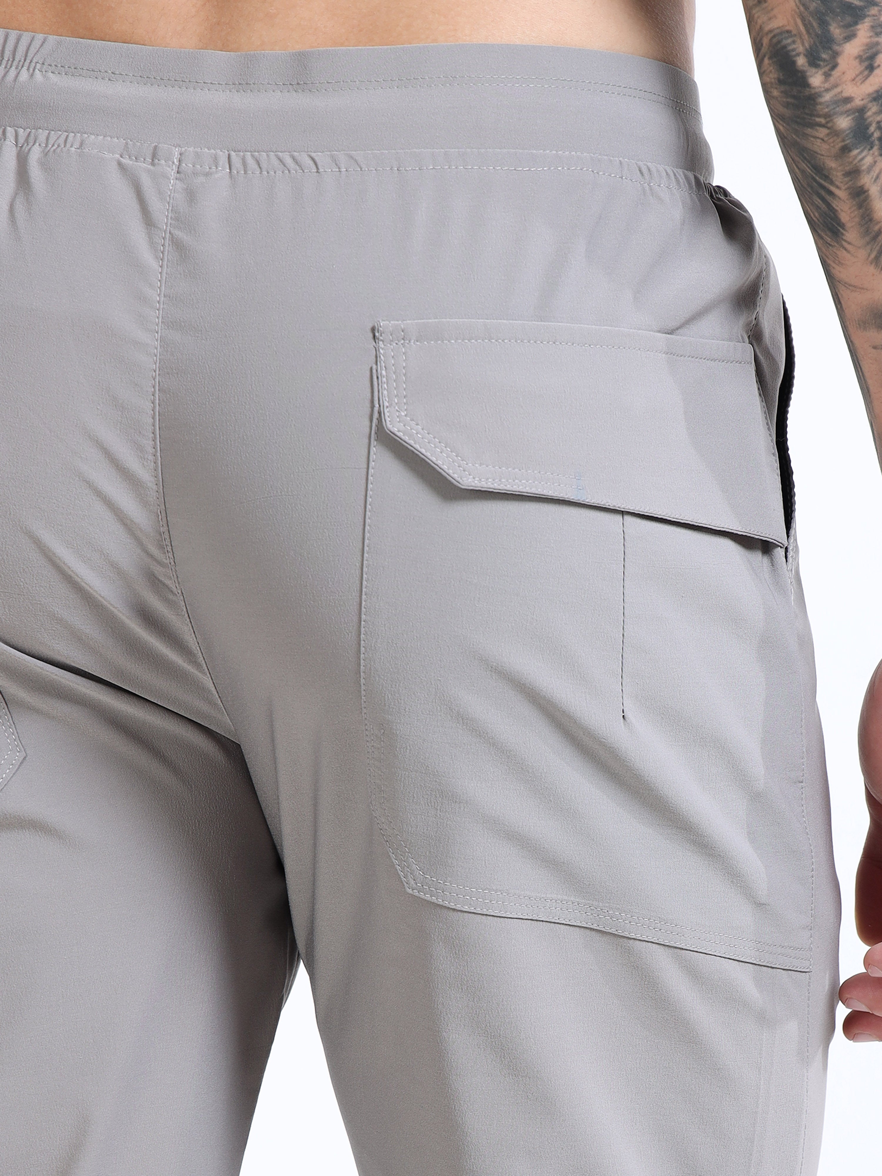 Men’s Grey Slim Fit Joggers with Adjustable Drawstring Waist & Side Pockets