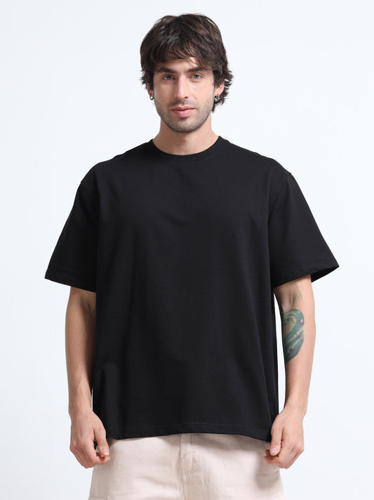 Black Oversized T-Shirt - 100% Cotton Bio Wash Terry
