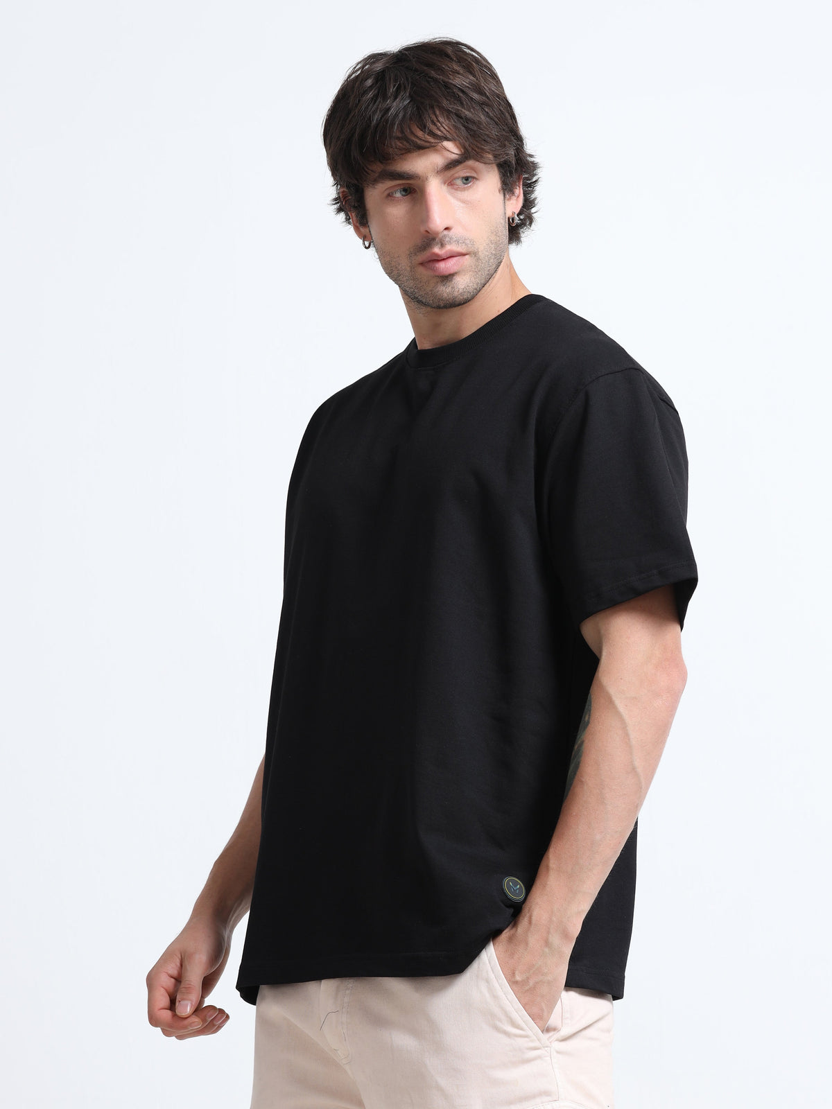 Black Oversized T-Shirt - 100% Cotton Bio Wash Terry
