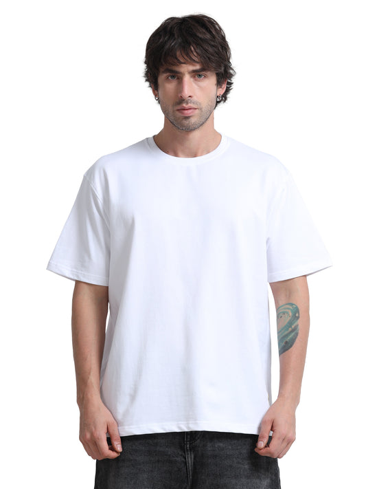 White Oversized T-Shirt - 100% Cotton Bio Wash Terry
