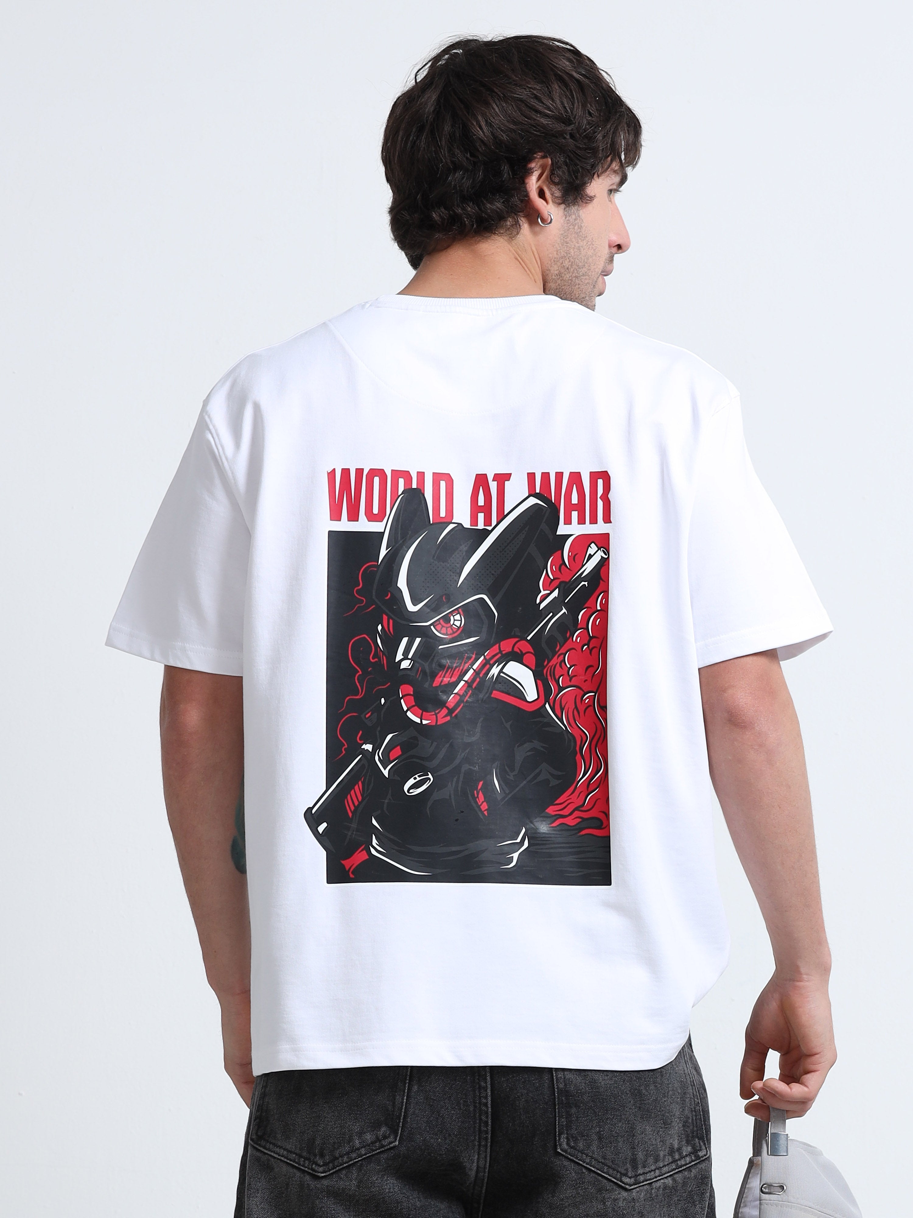 White Oversized T-Shirt - 100% Cotton Bio Wash Terry