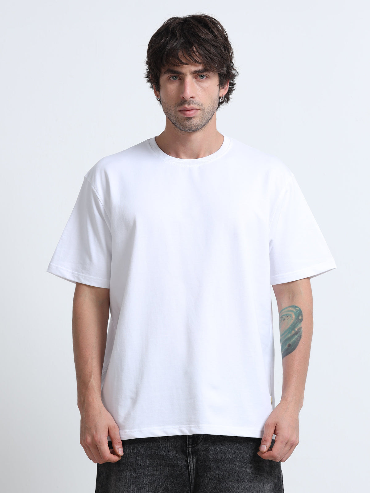 White Oversized T-Shirt - 100% Cotton Bio Wash Terry