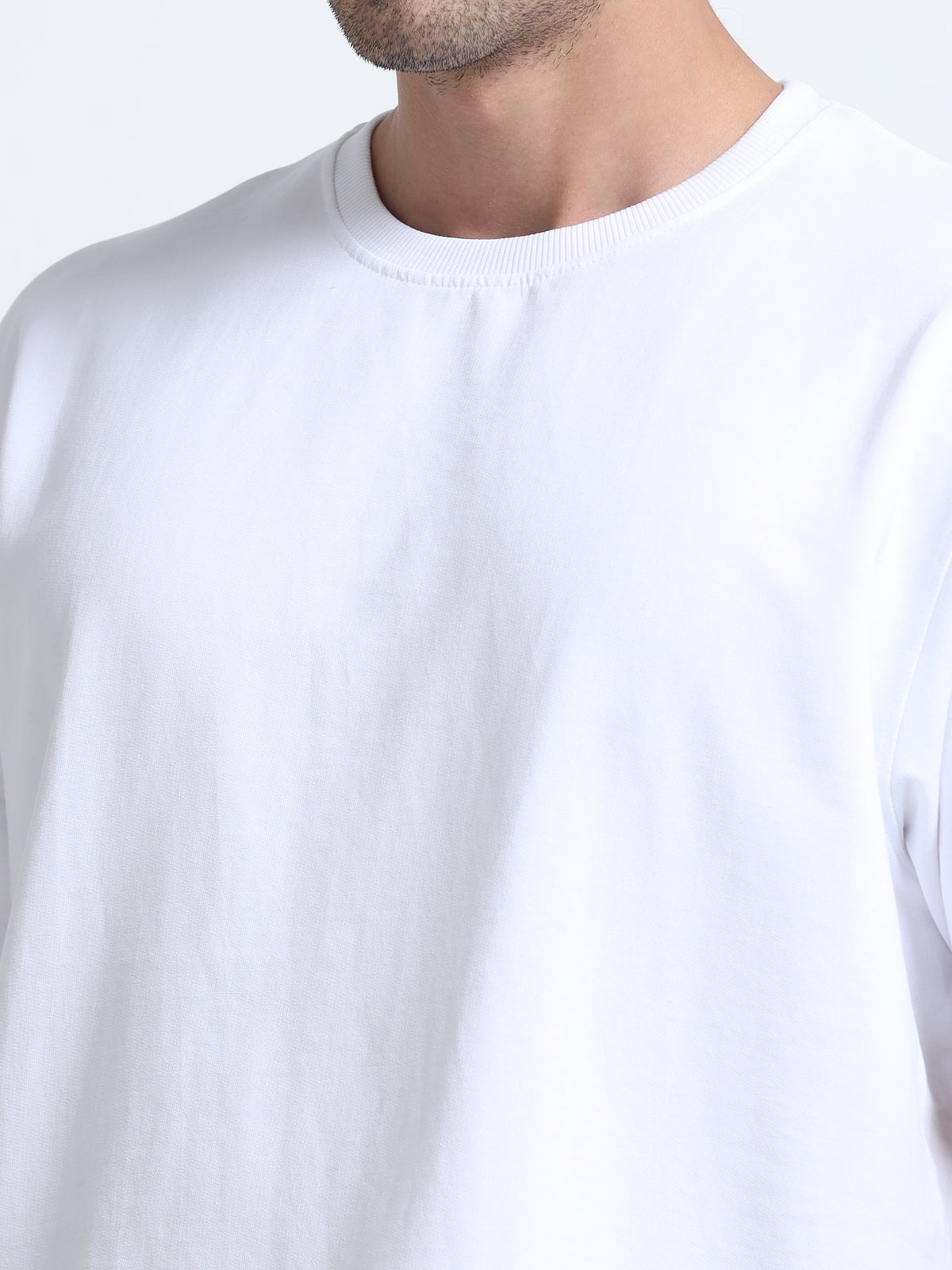 White Oversized T-Shirt - 100% Cotton Bio Wash Terry