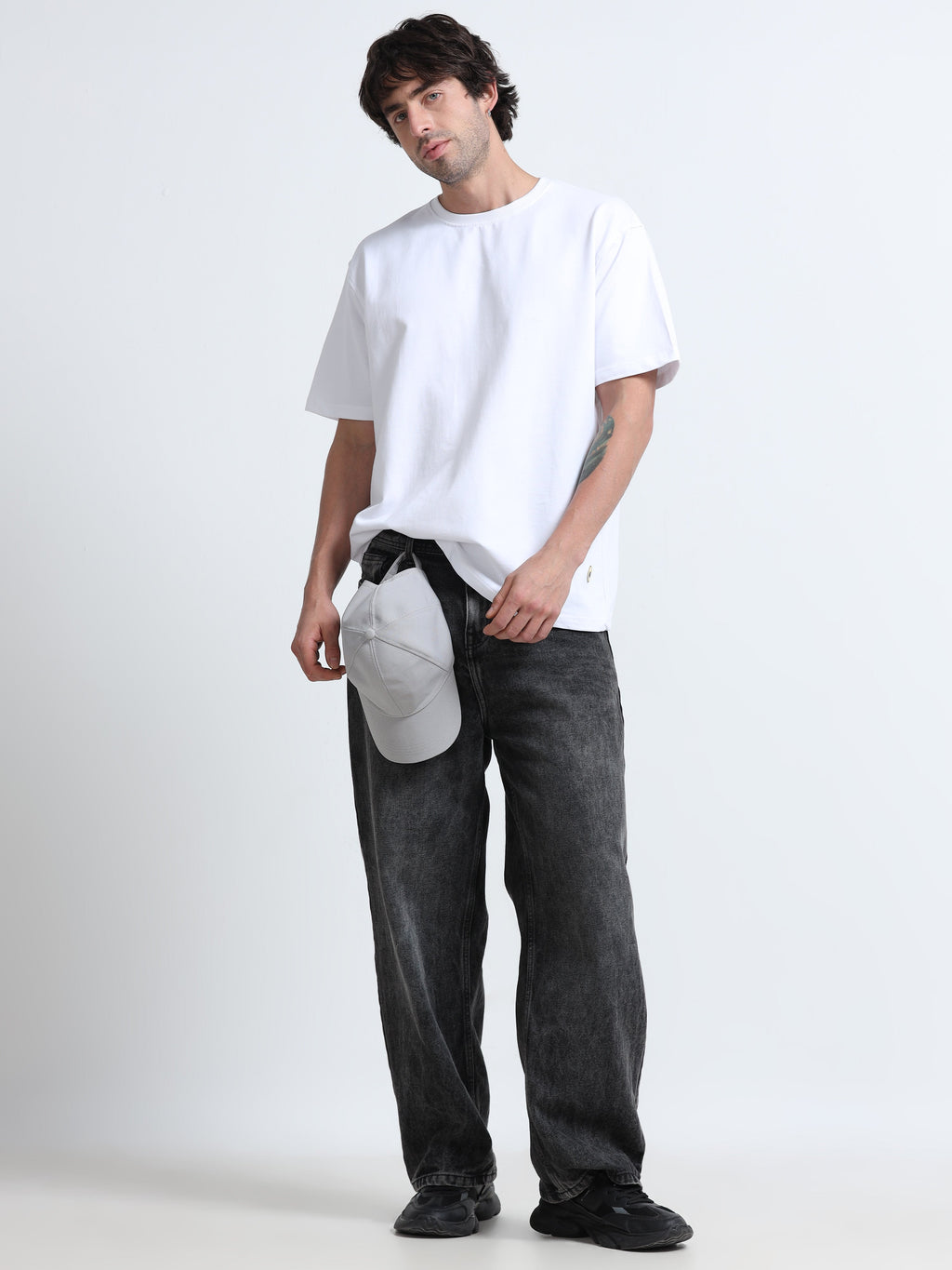 White Oversized T-Shirt - 100% Cotton Bio Wash Terry