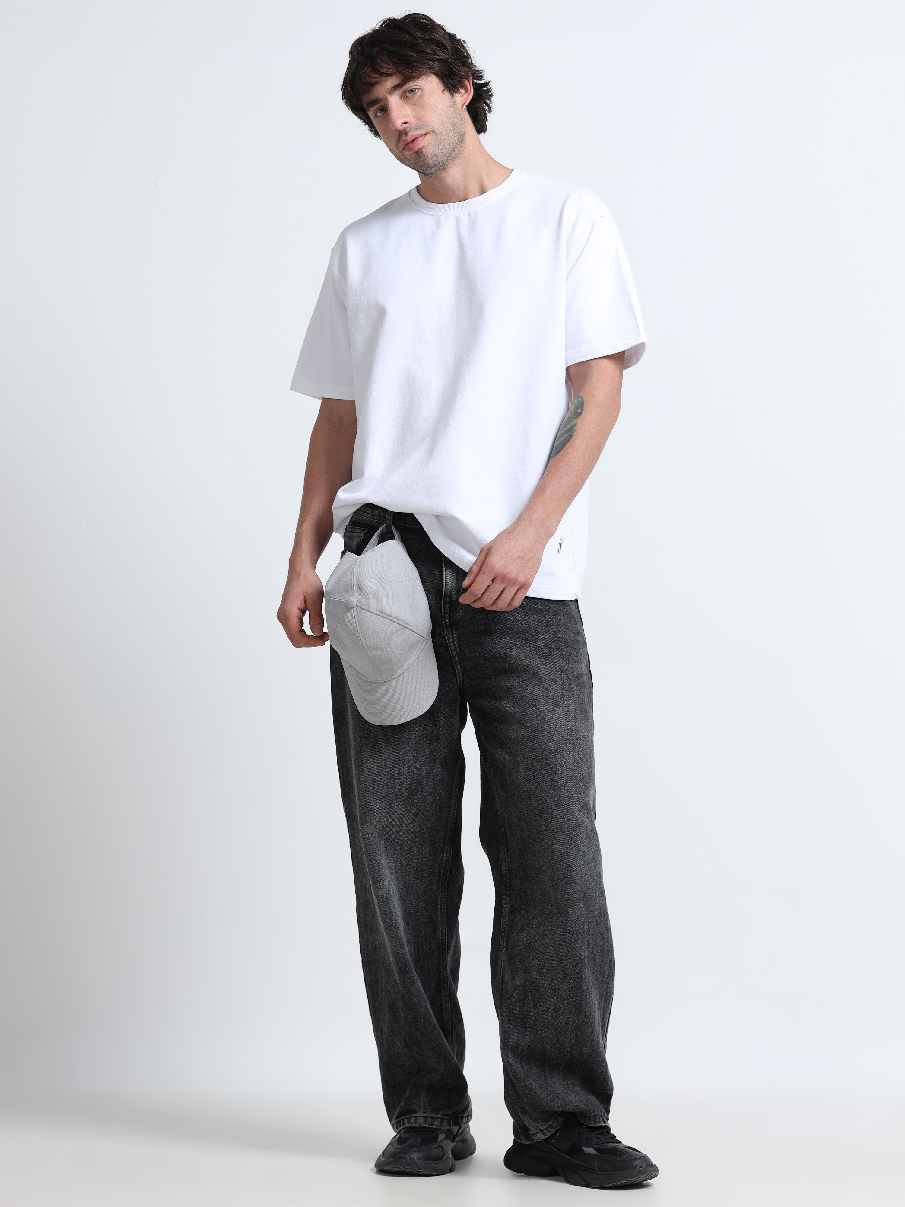 White Oversized T-Shirt - 100% Cotton Bio Wash Terry