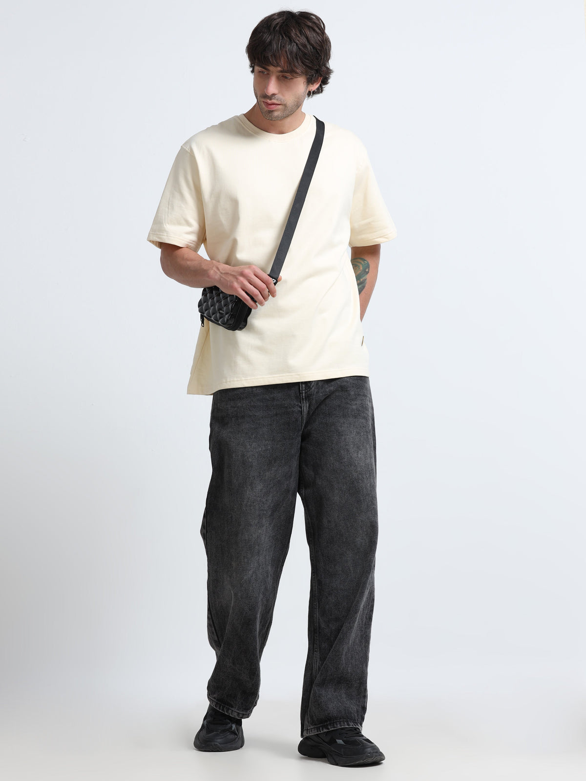 Cream Oversized T-Shirt - 100% Cotton Bio Wash Terry
