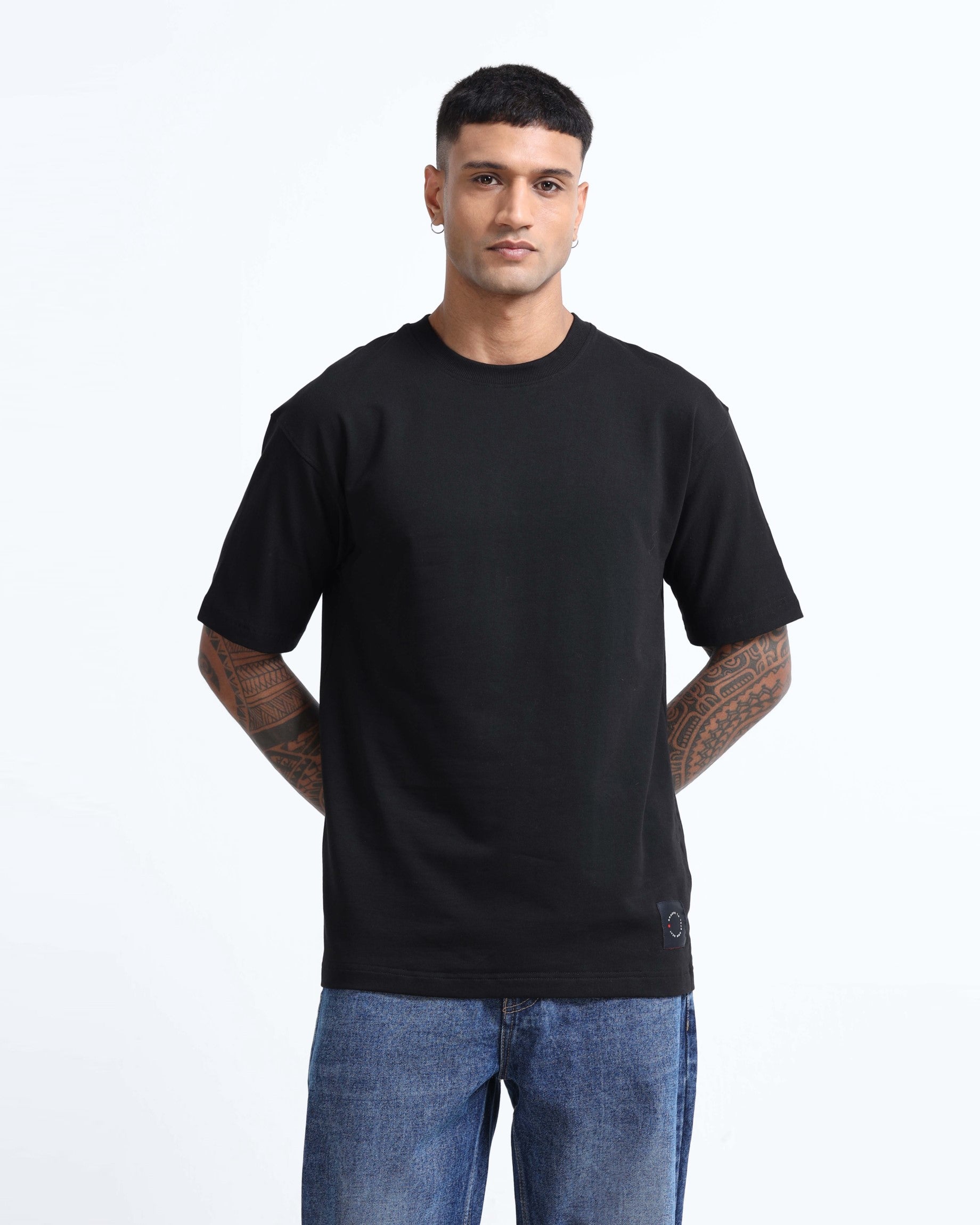 THE GROOVE Black Basic Tee - Relaxed Fit
