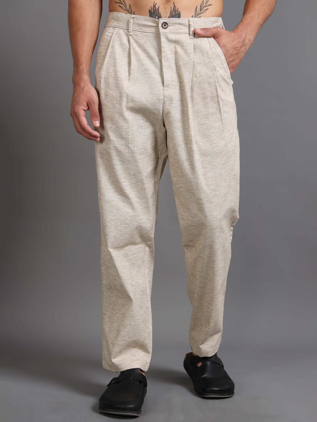 Versatile Pleated Trouser In Beige