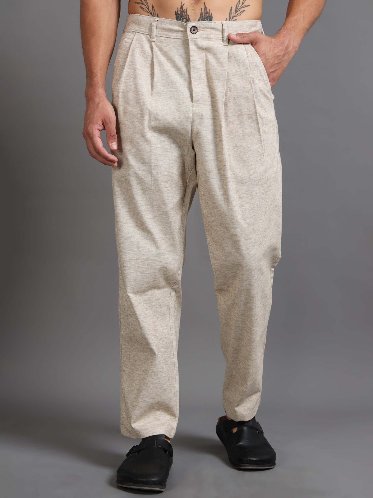 Versatile Pleated Trouser In Beige