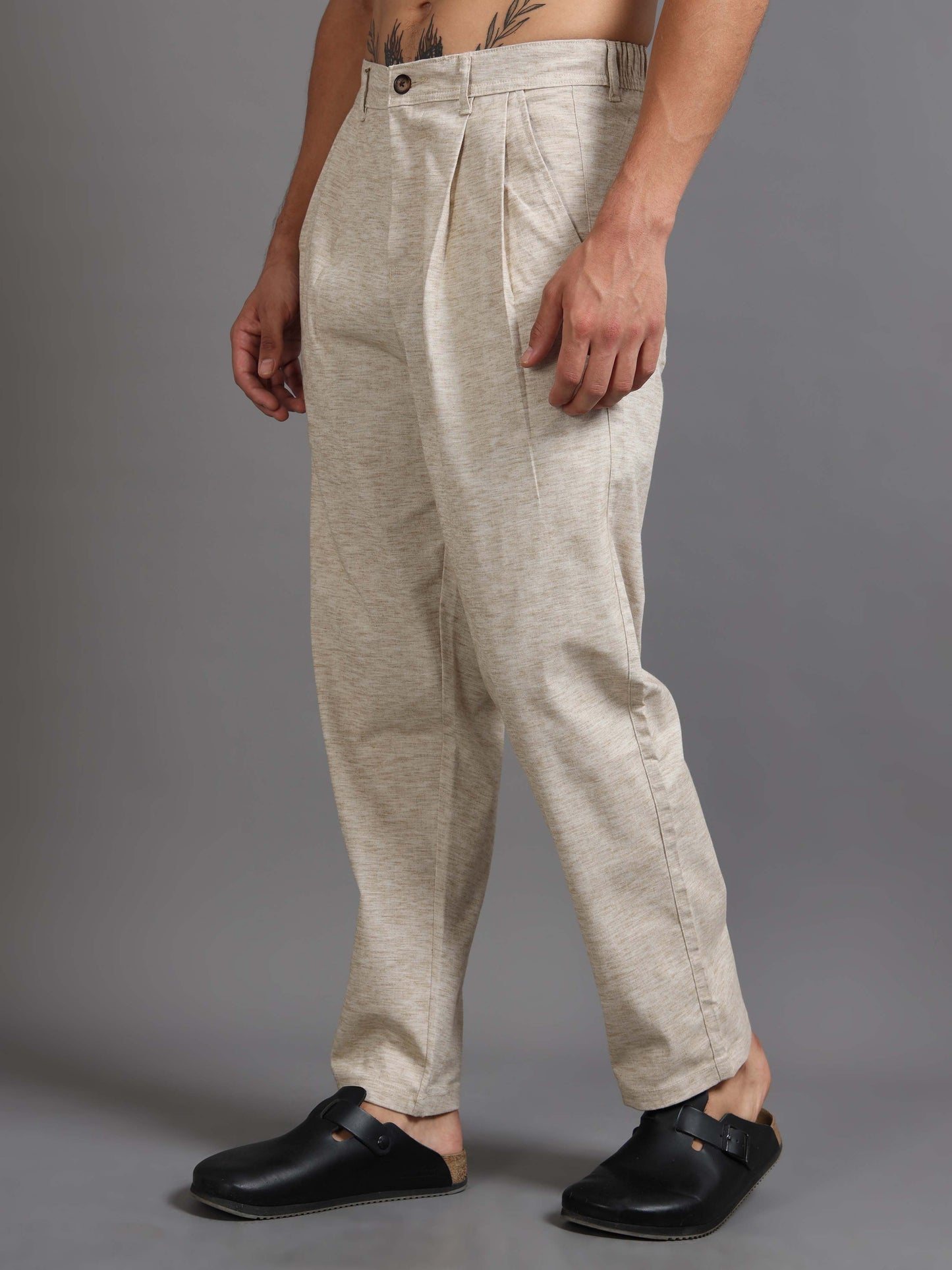 Versatile Pleated Trouser In Beige