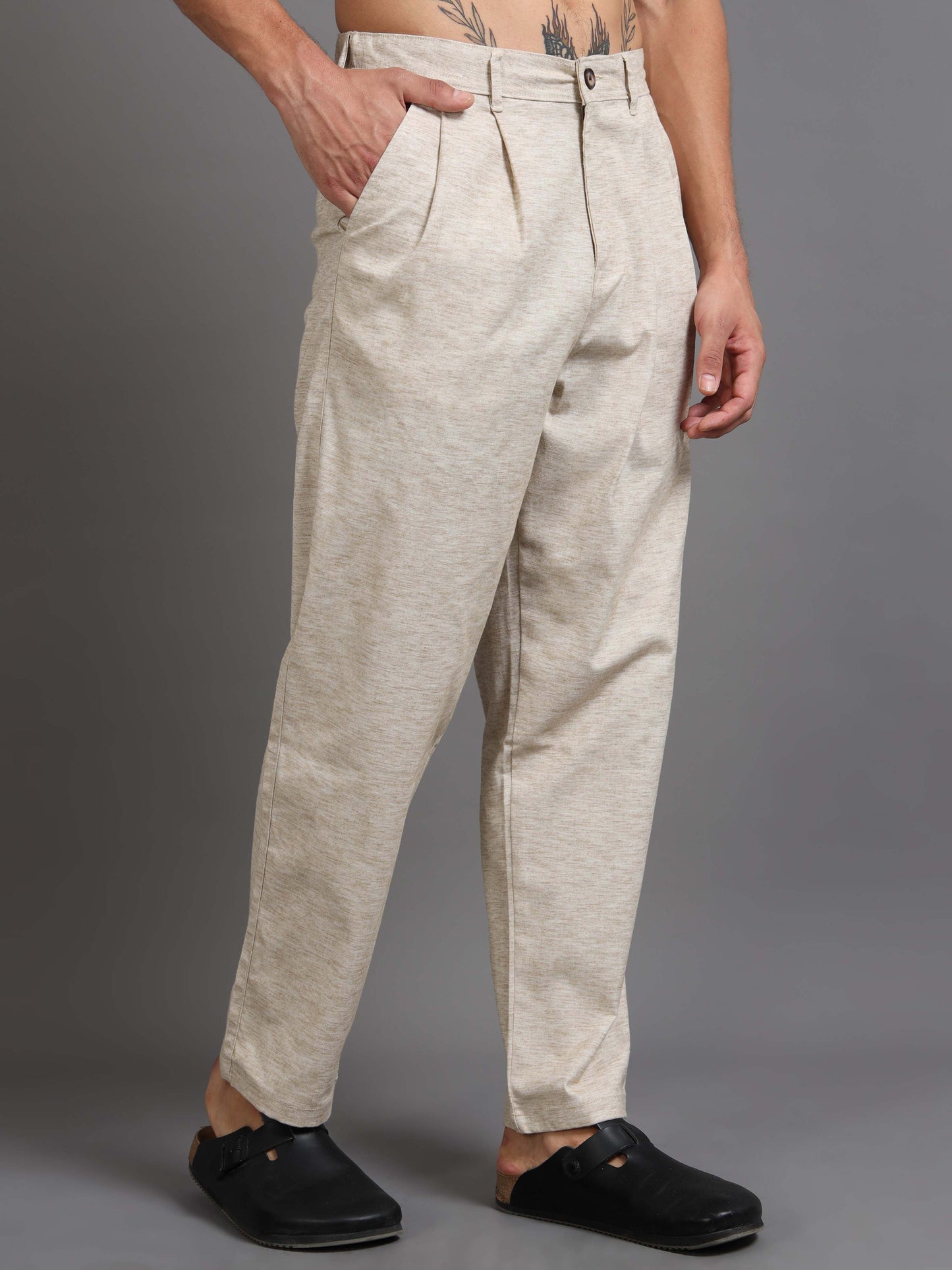 Versatile Pleated Trouser In Beige