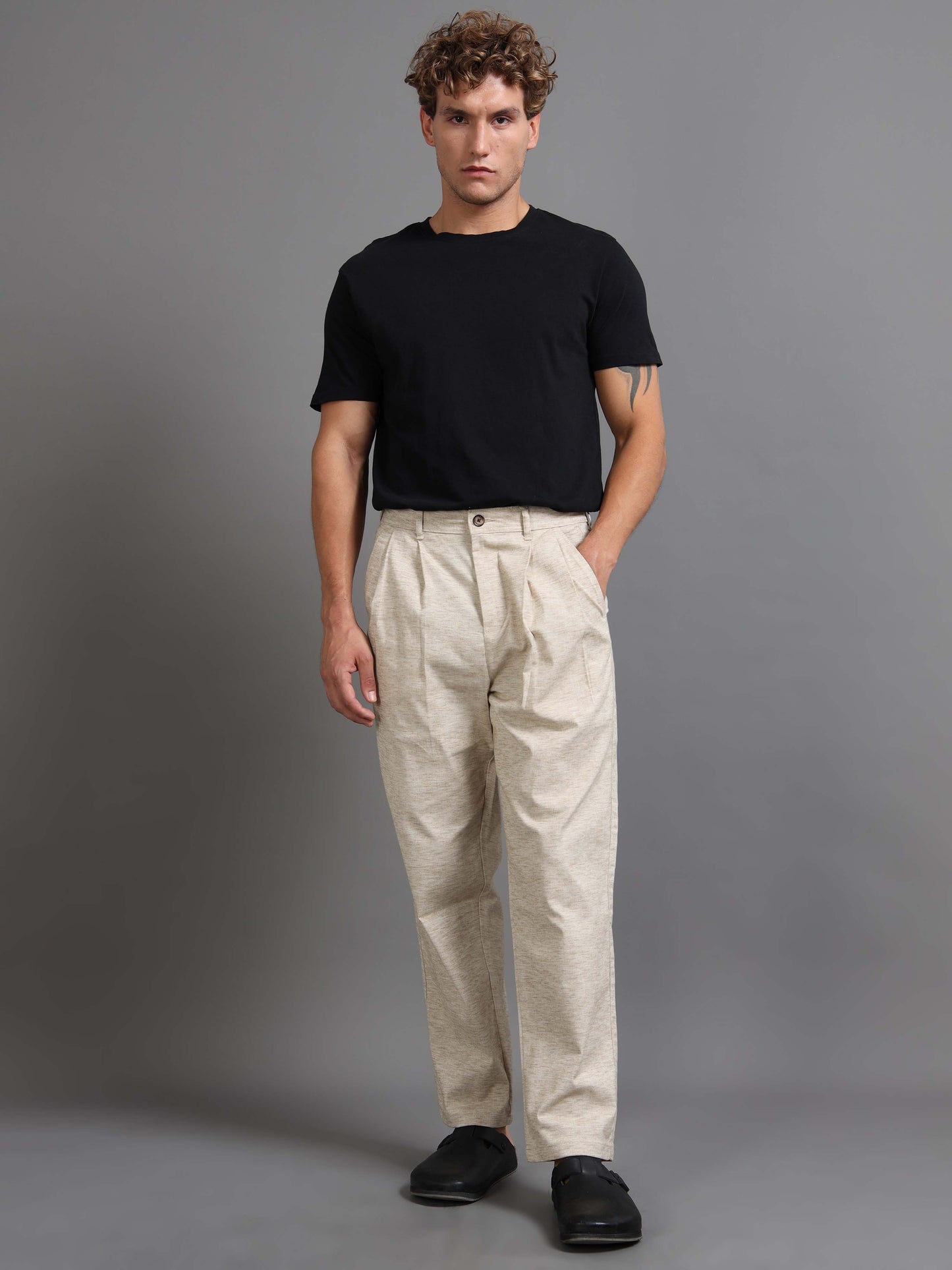 Versatile Pleated Trouser In Beige