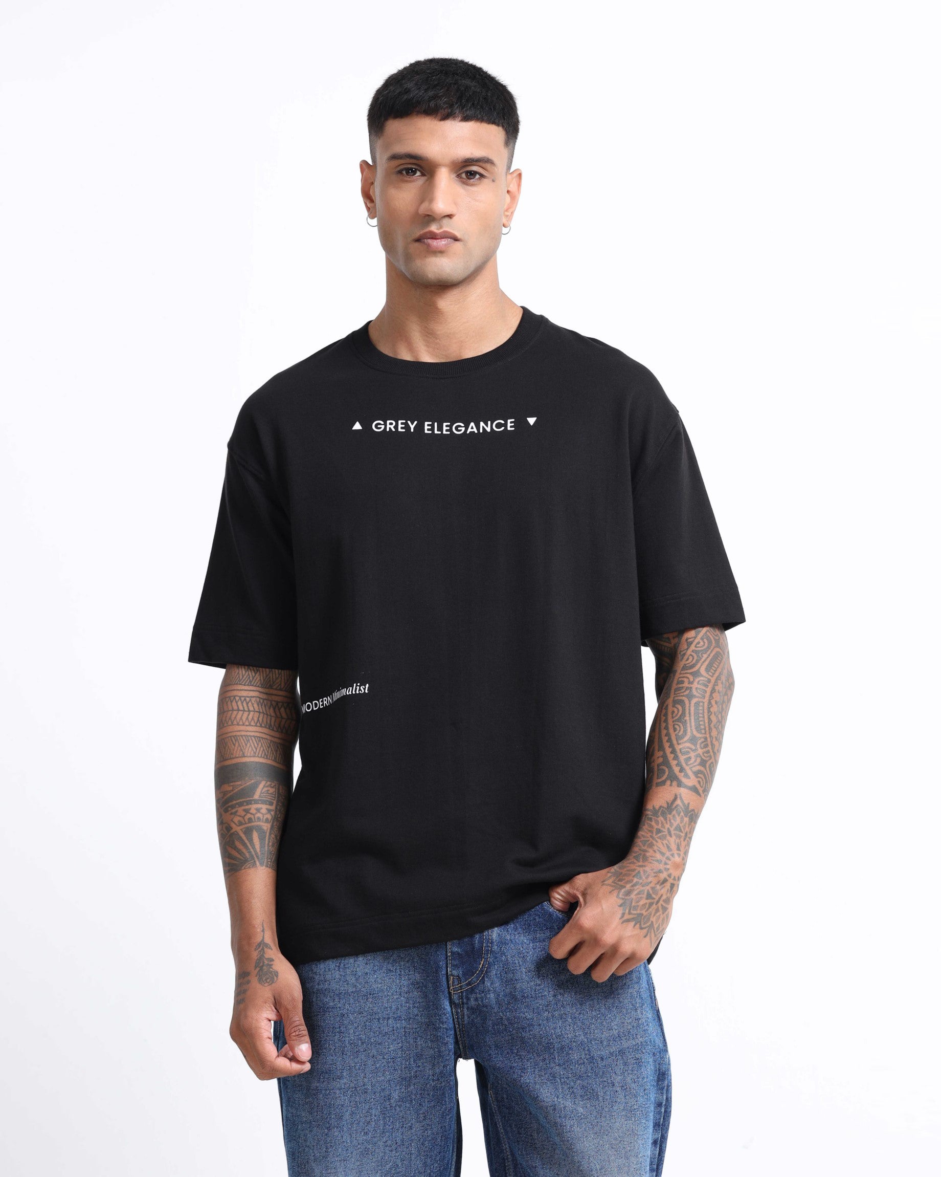 GREY ELEGANCE BLACK TEE - Relaxed Fit