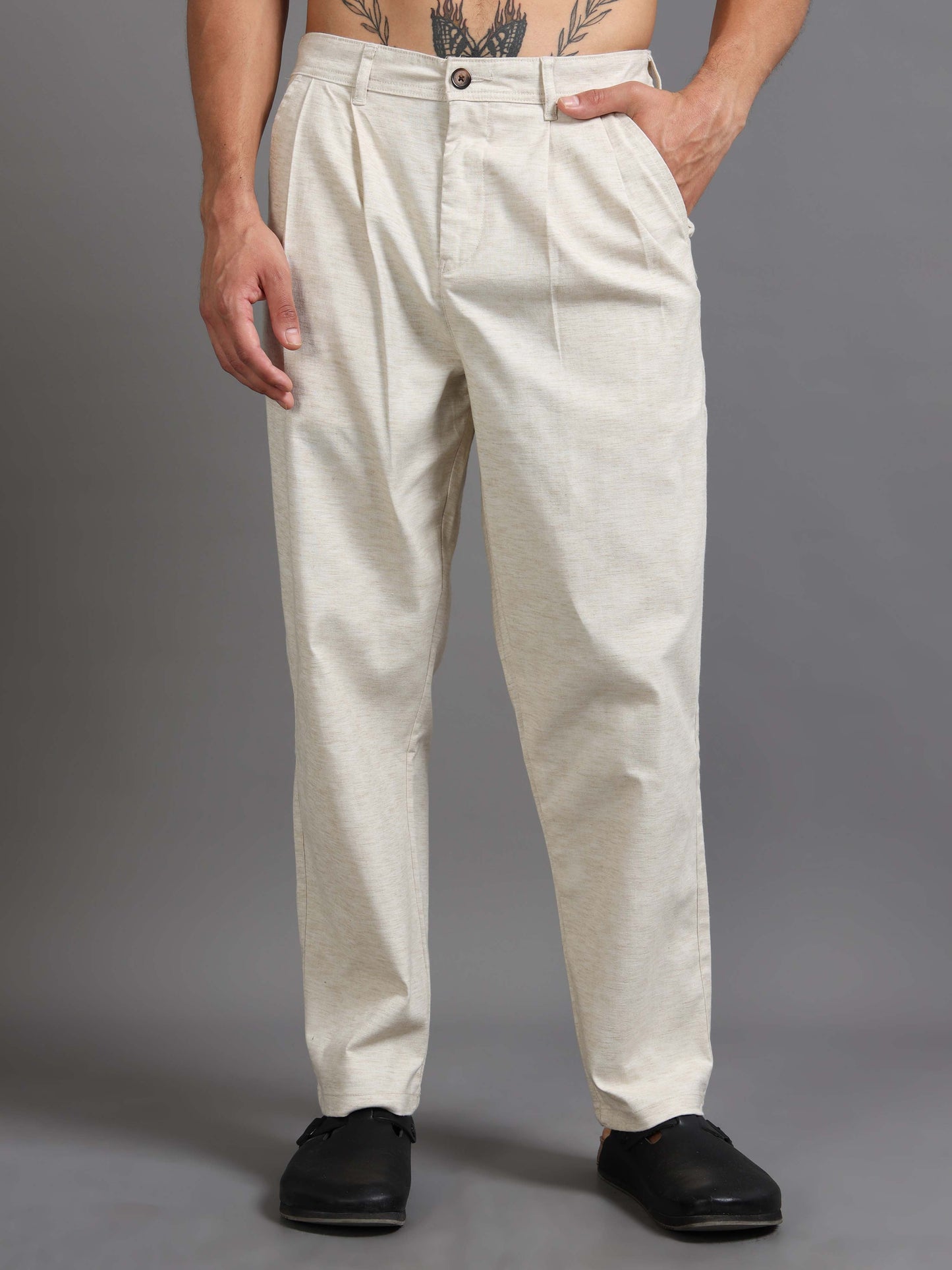 Versatile Pleated Trouser In Cream