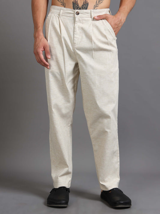 Versatile Pleated Trouser In Cream
