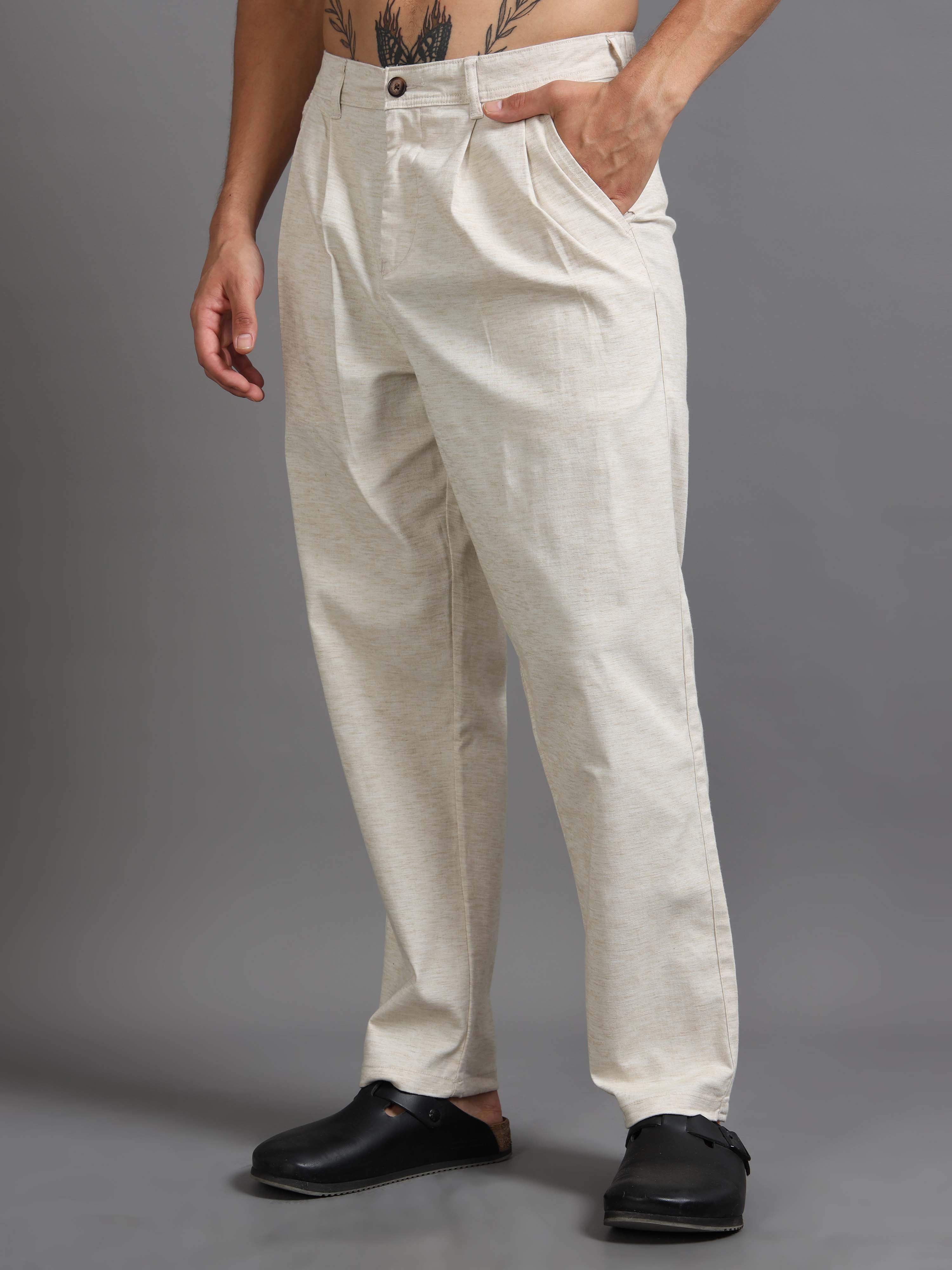 Versatile Pleated Trouser In Cream