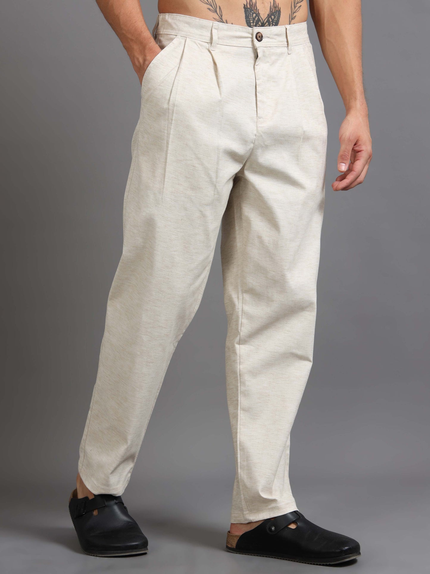 Versatile Pleated Trouser In Cream