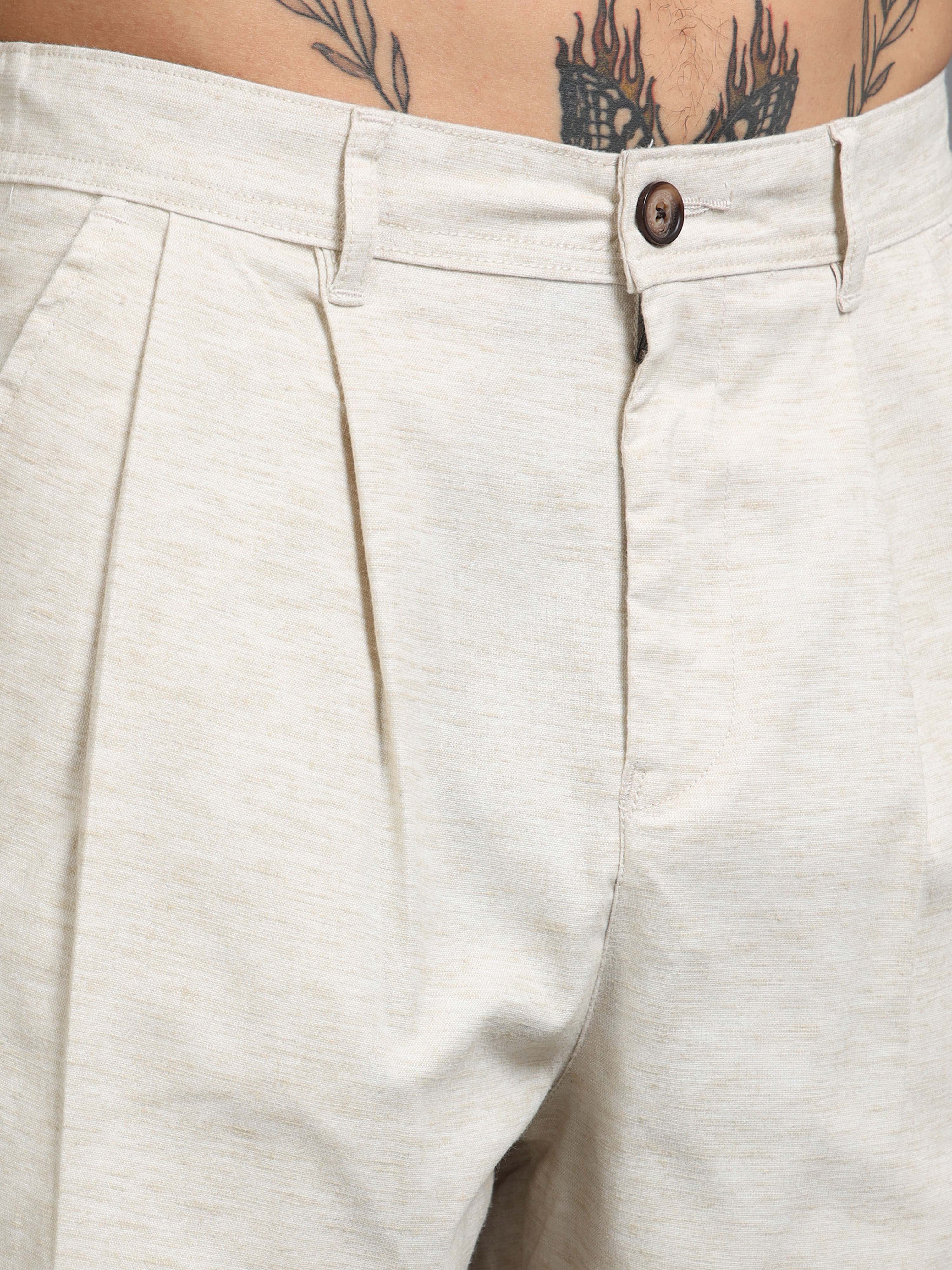 Versatile Pleated Trouser In Cream