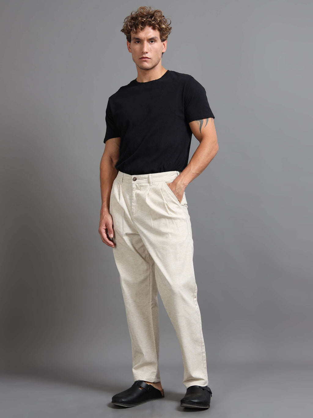 Versatile Pleated Trouser In Cream