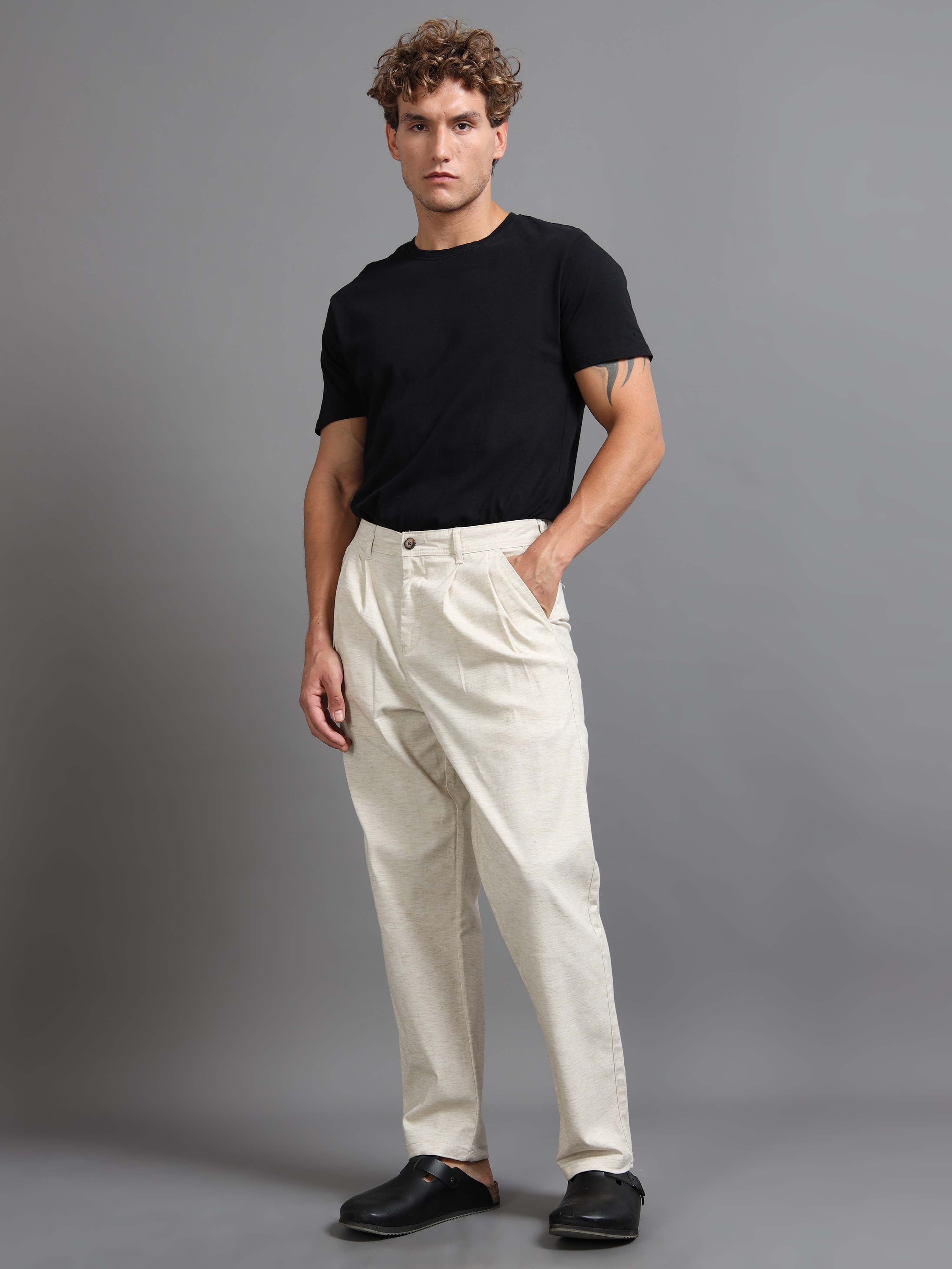 Versatile Pleated Trouser In Cream