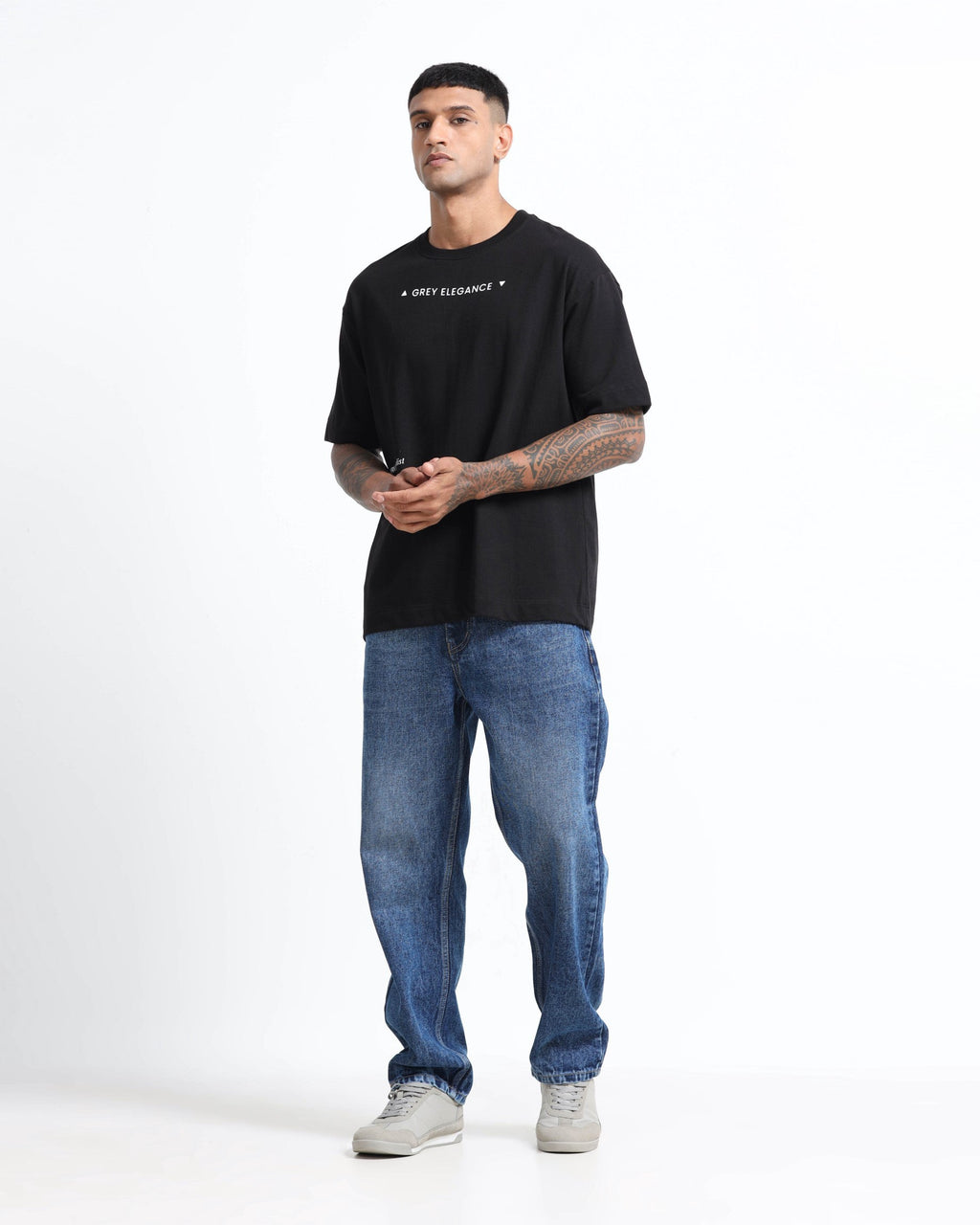 GREY ELEGANCE BLACK TEE - Relaxed Fit