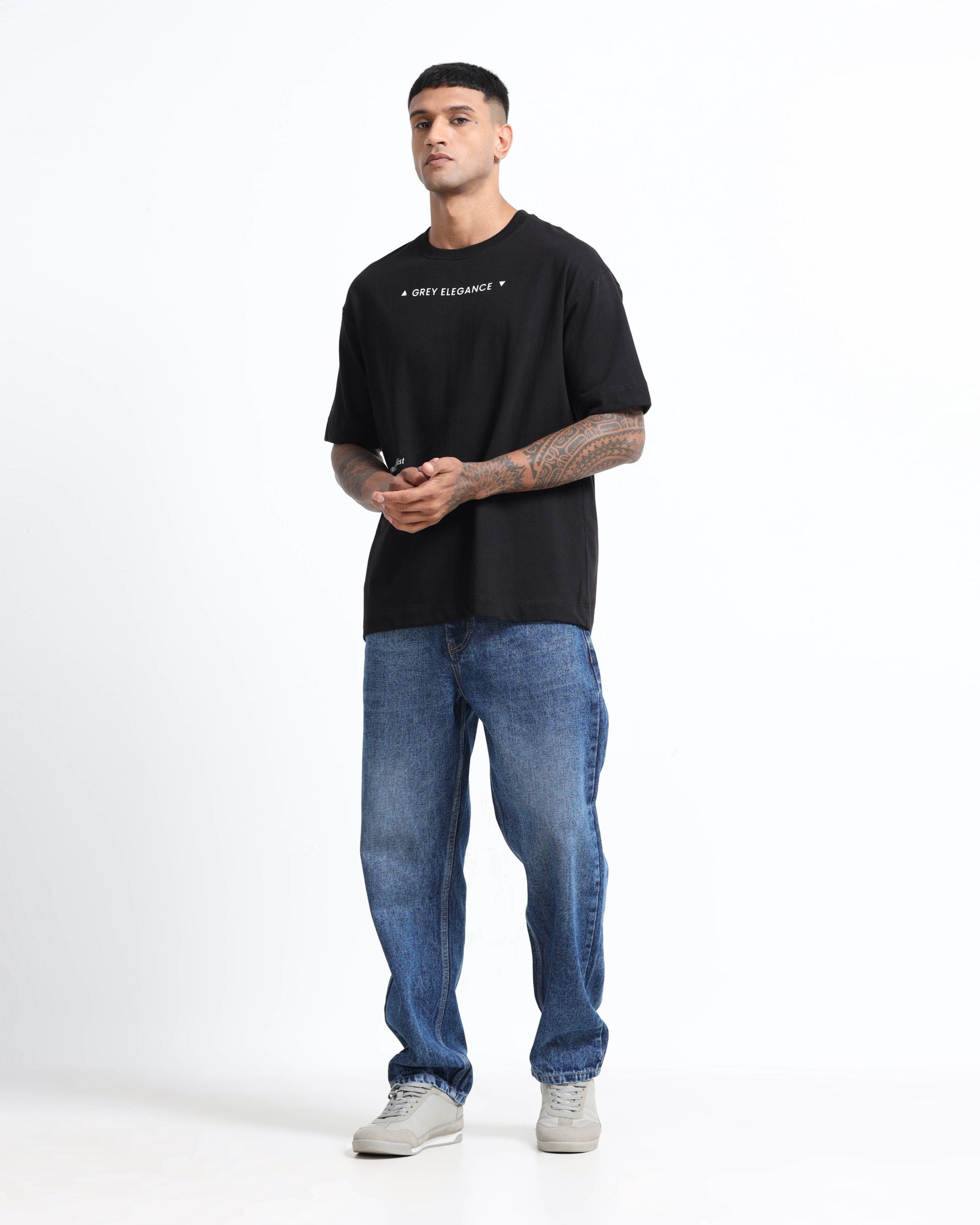 GREY ELEGANCE BLACK TEE - Relaxed Fit