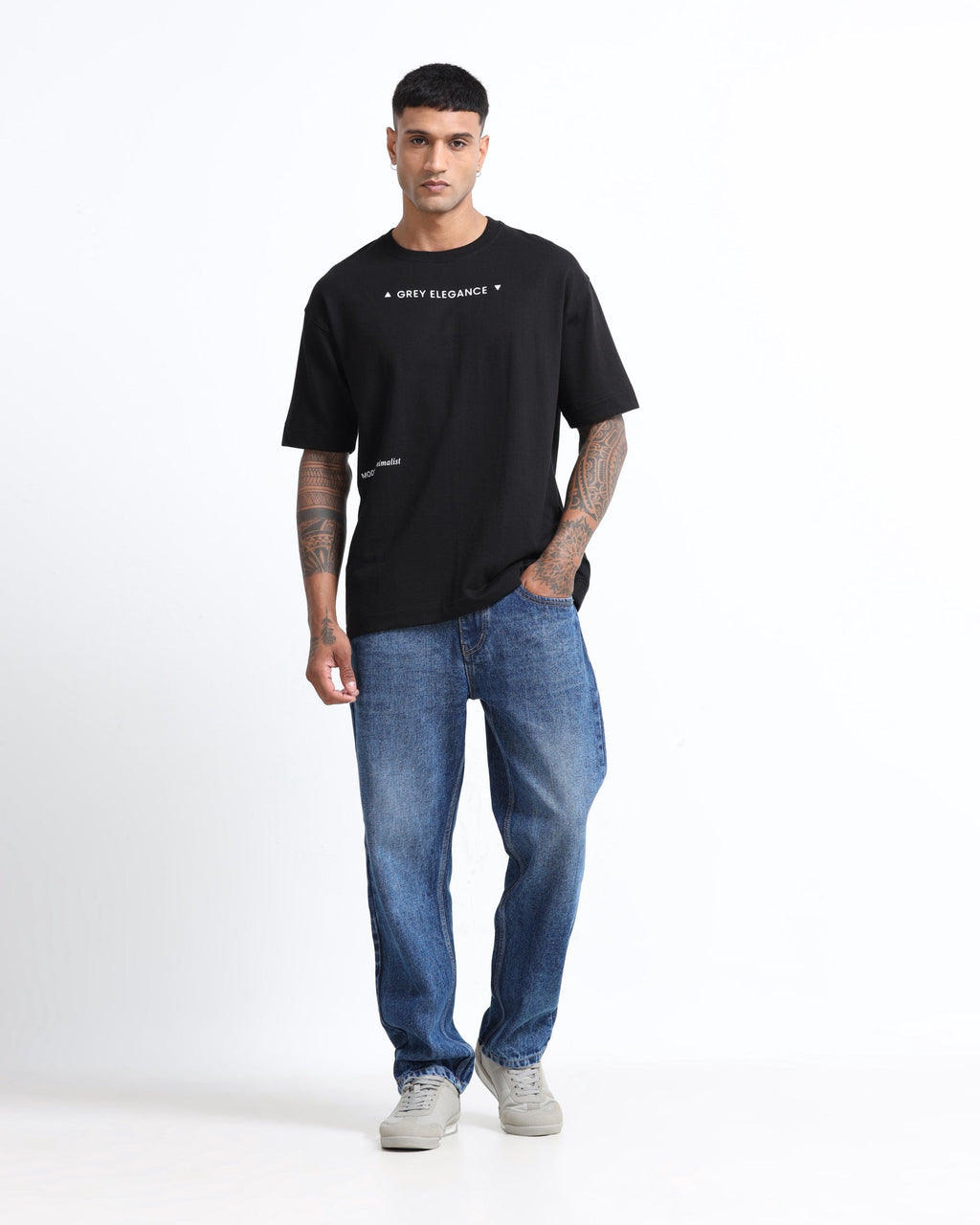 GREY ELEGANCE BLACK TEE - Relaxed Fit