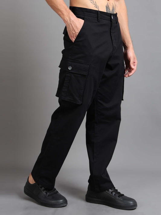 Finest Twill Baggy Fit Cargo In Black