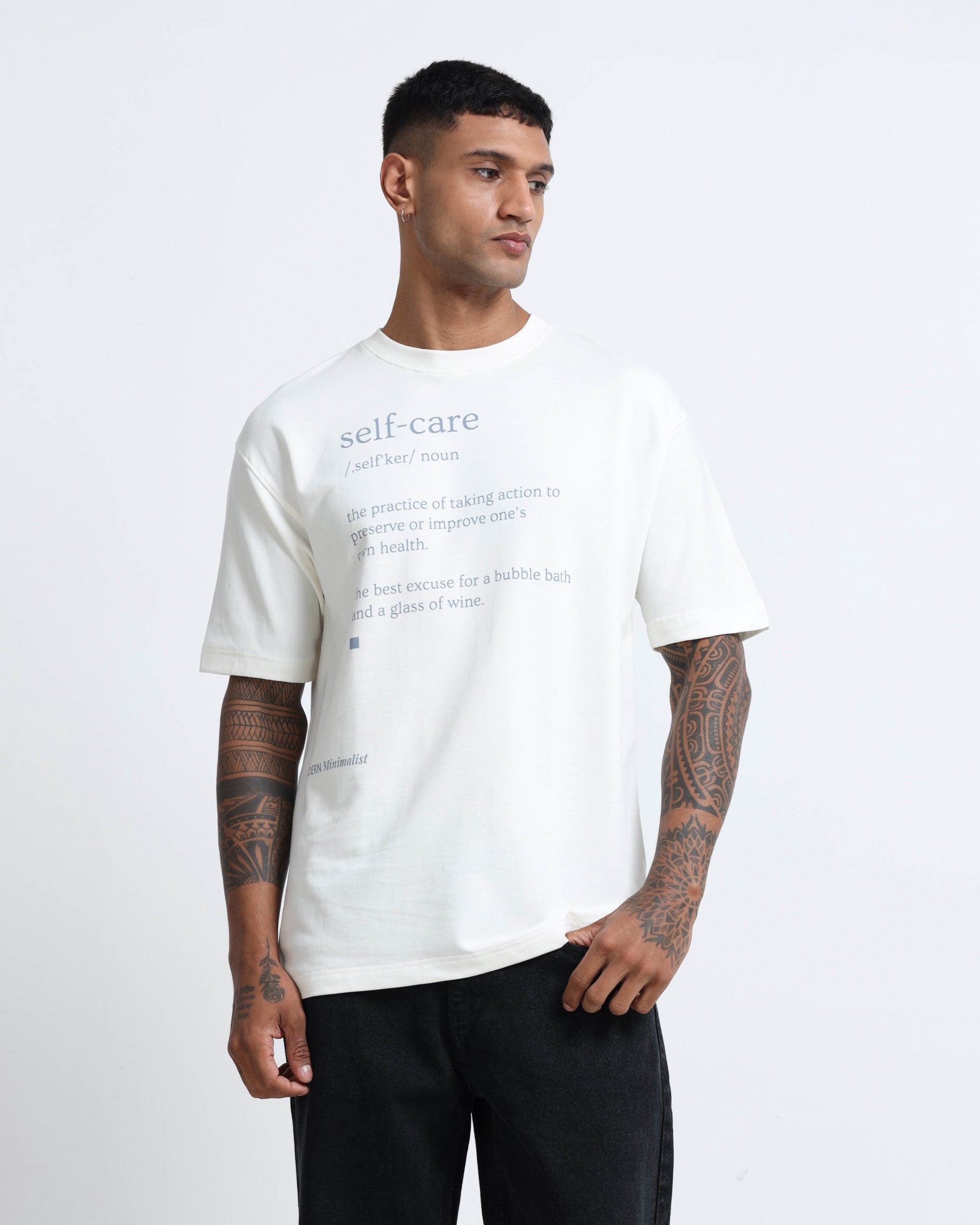 SELF CARE OFF WHITE TEE - Relaxed Fit