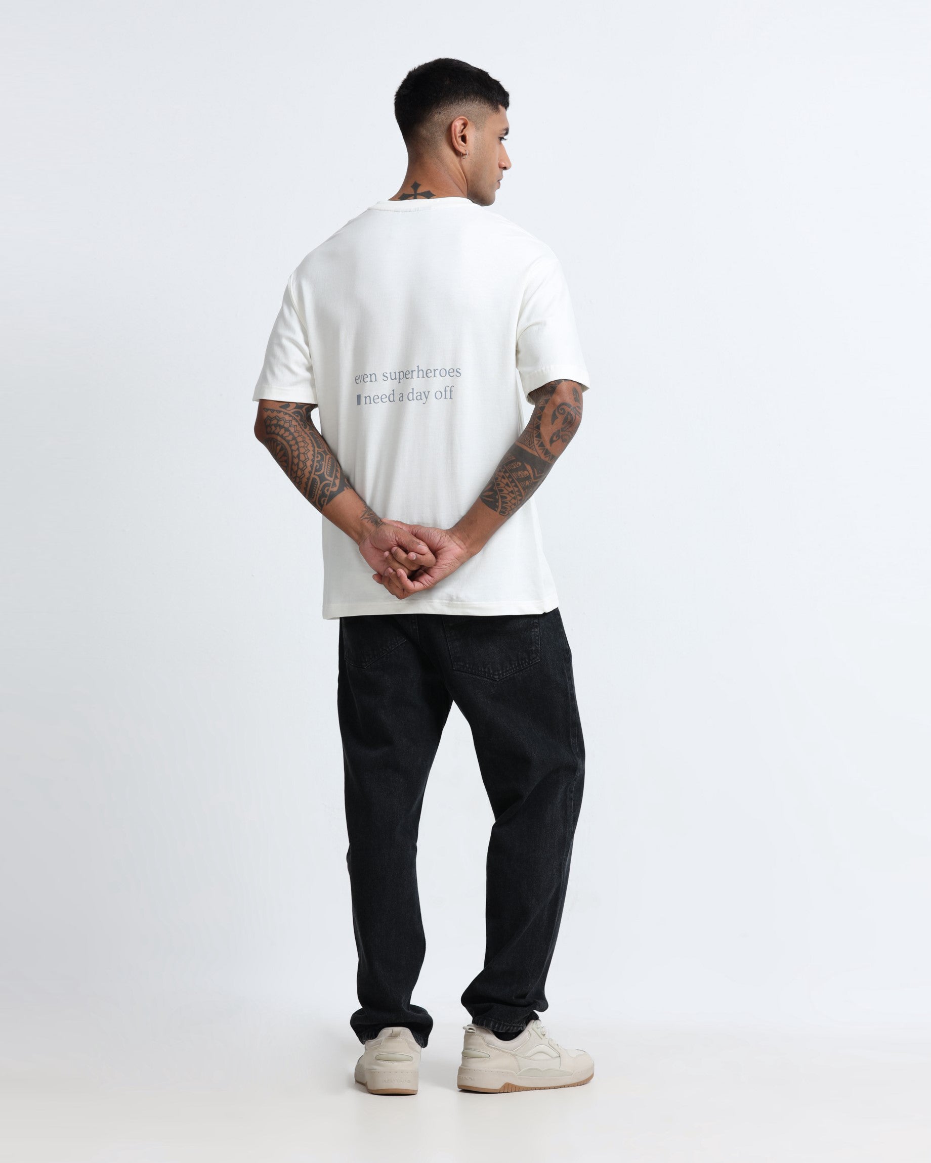 SELF CARE OFF WHITE TEE - Relaxed Fit