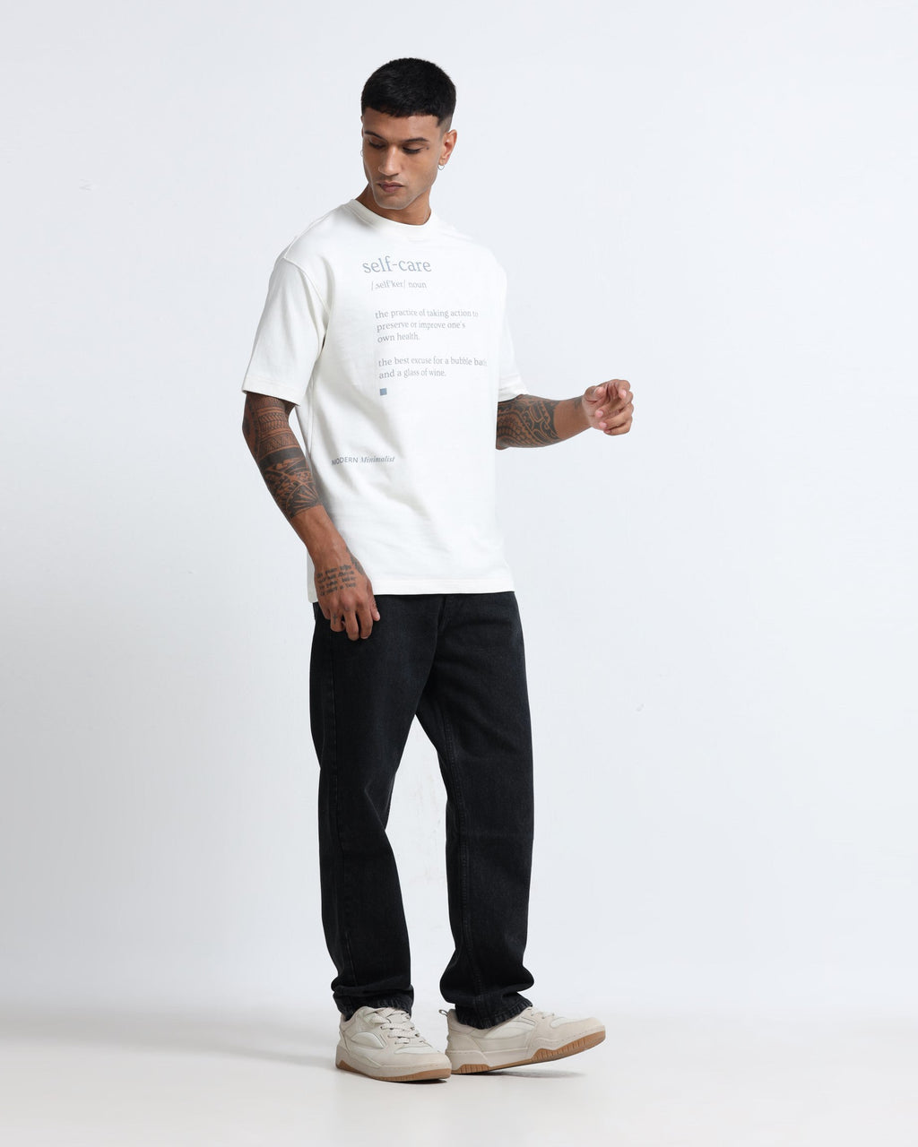 SELF CARE OFF WHITE TEE - Relaxed Fit