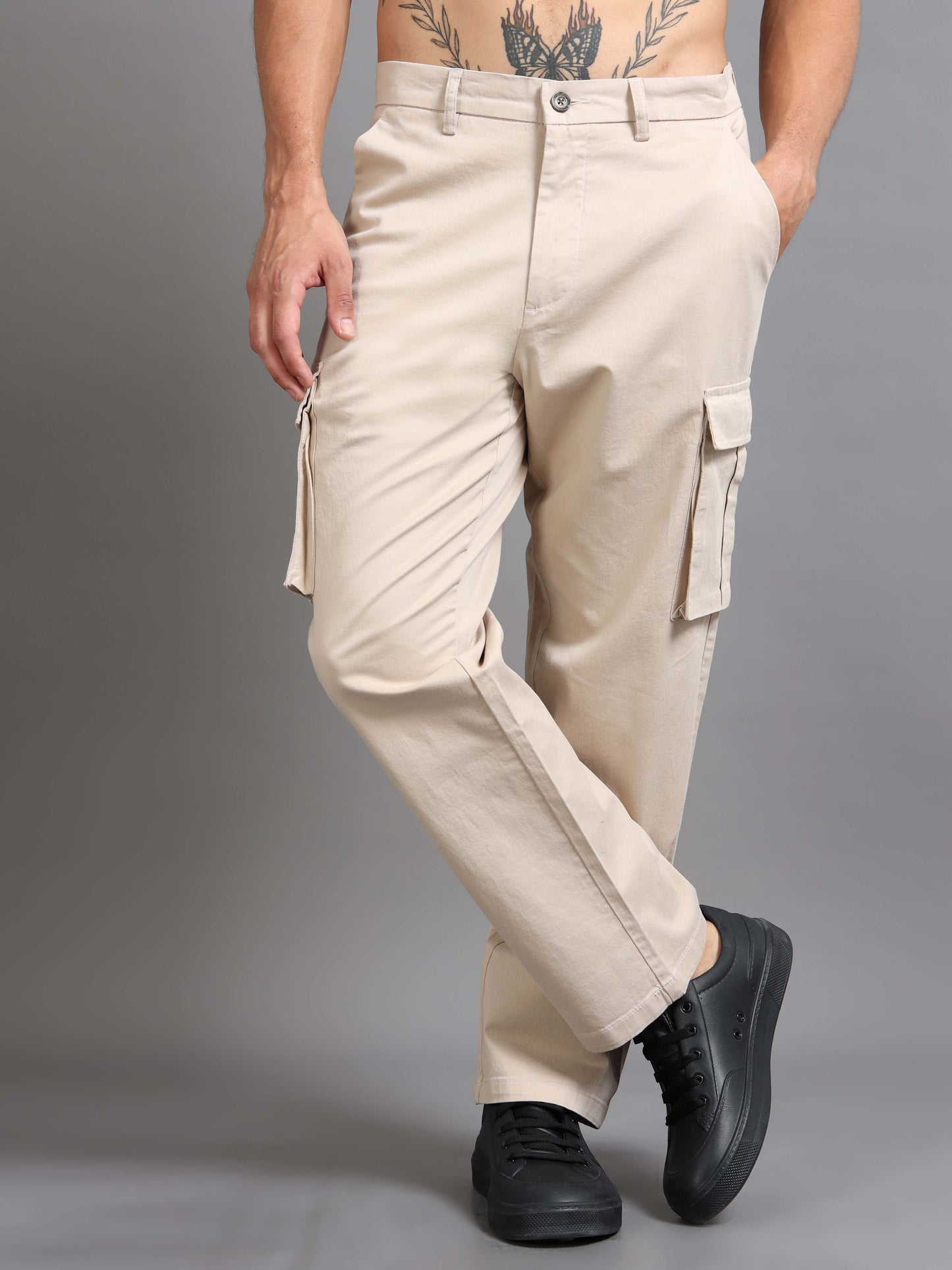 Finest Twill Baggy Fit Cargo In Cream