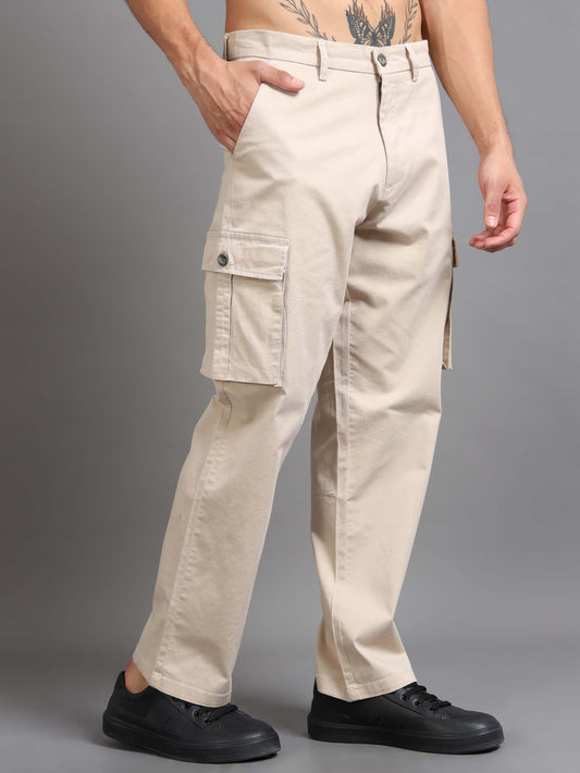 Finest Twill Baggy Fit Cargo In Cream