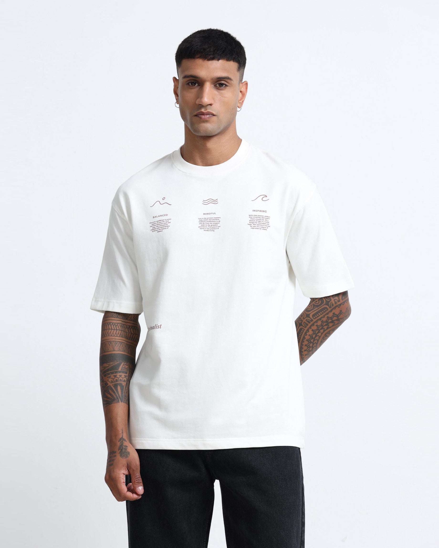 BALANCE OF THOUGHT OFF WHITE TEE - Relaxed Fit