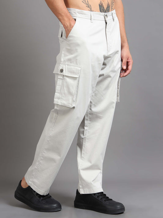 Finest Twill Baggy Fit Cargo In Light Grey