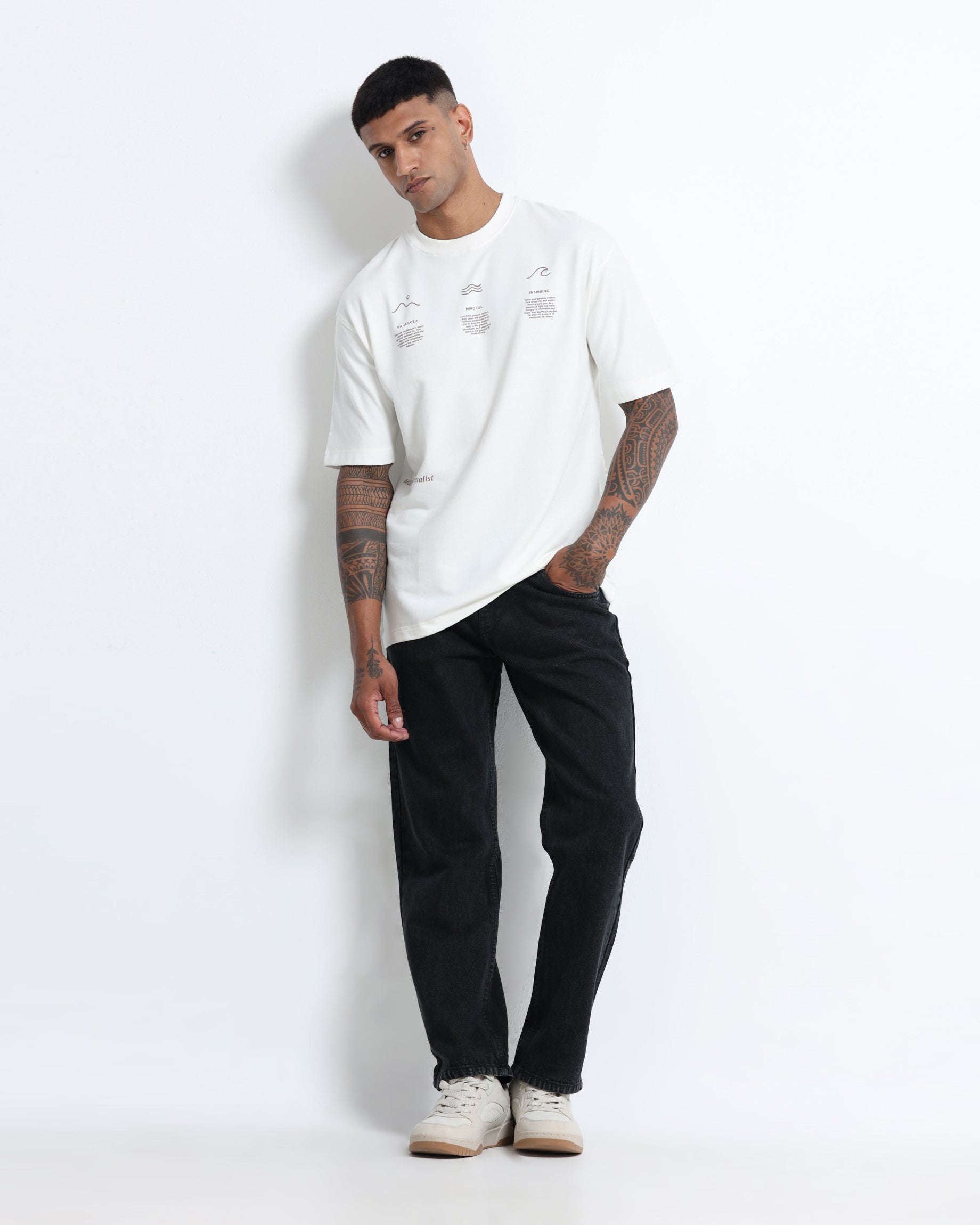 BALANCE OF THOUGHT OFF WHITE TEE - Relaxed Fit