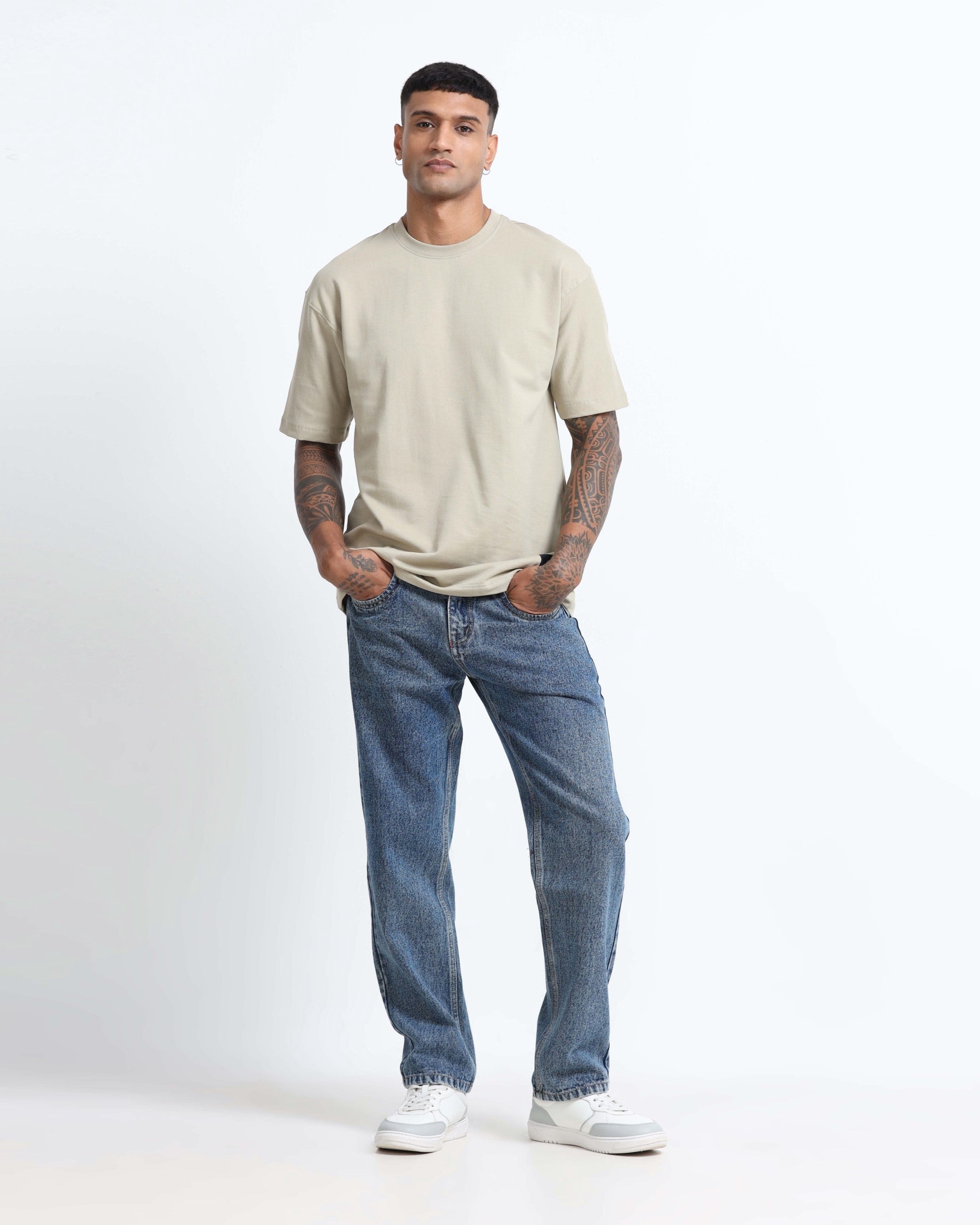 THE GROOVE Light Grey Basic Tee - Relaxed Fit