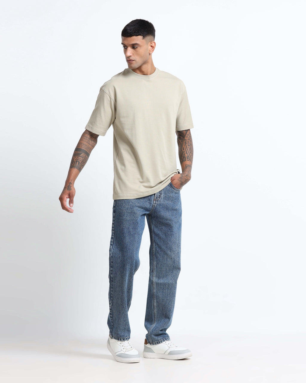 THE GROOVE Light Grey Basic Tee - Relaxed Fit
