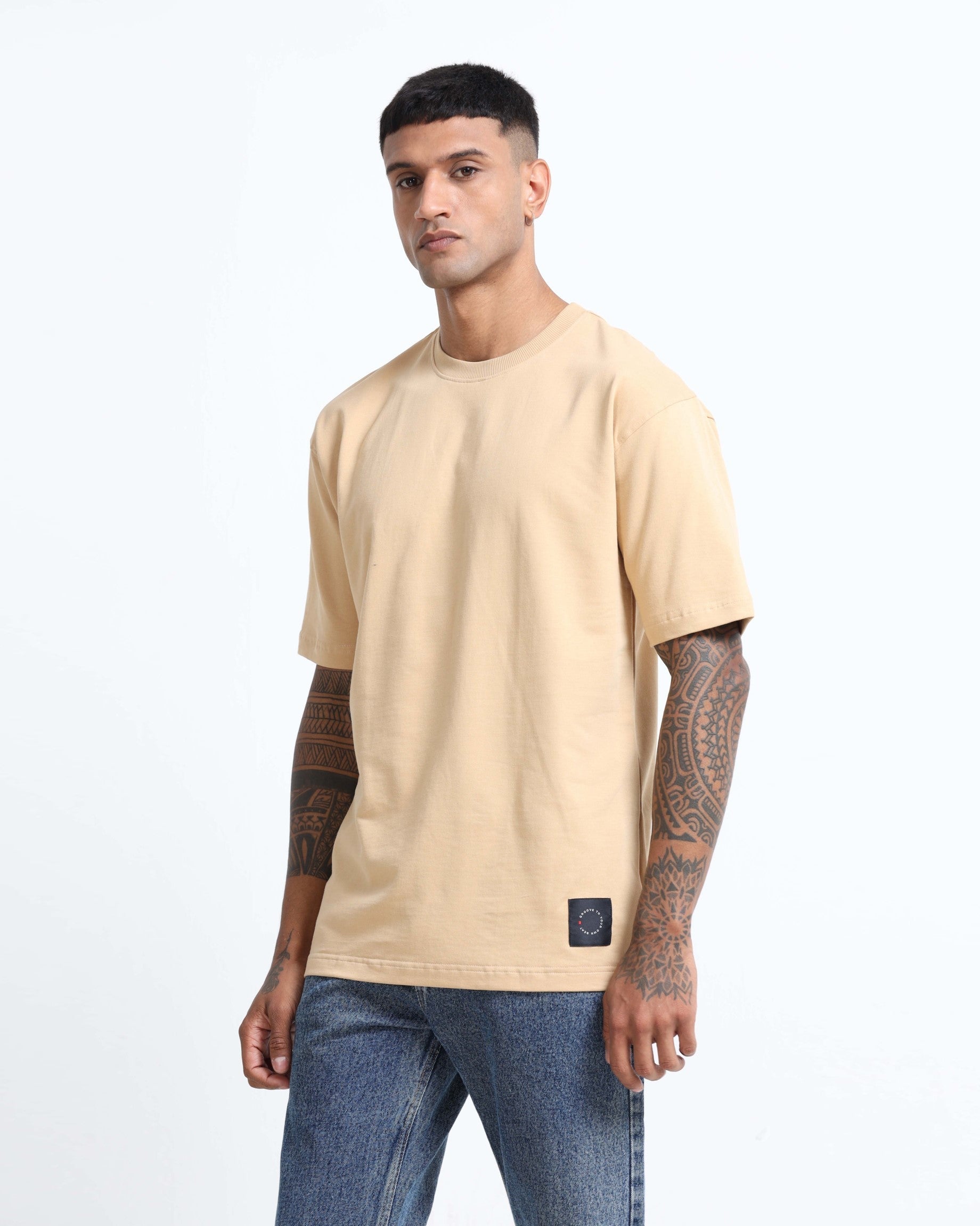 THE GROOVE Beige Basic Tee - Relaxed Fit