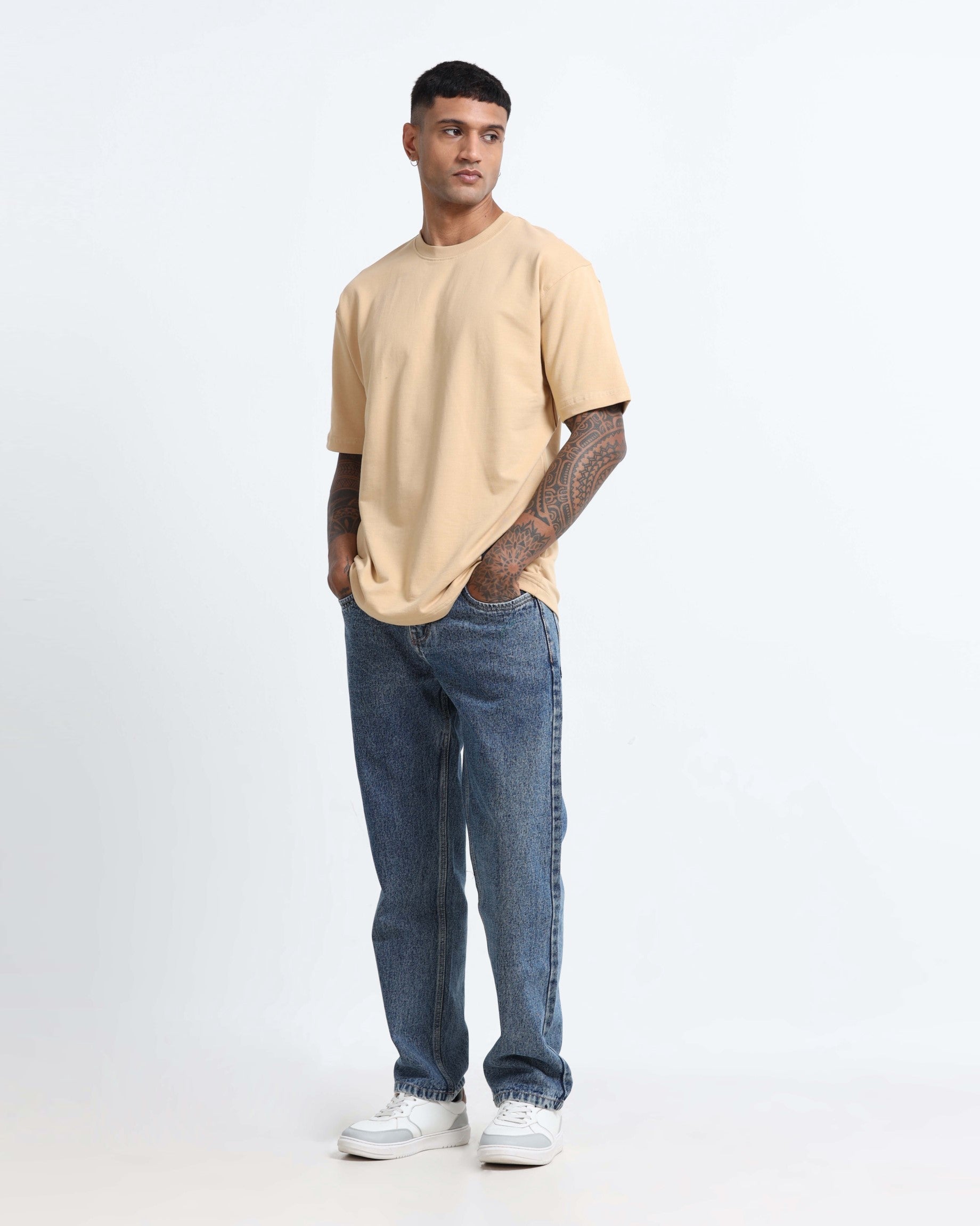 THE GROOVE Beige Basic Tee - Relaxed Fit