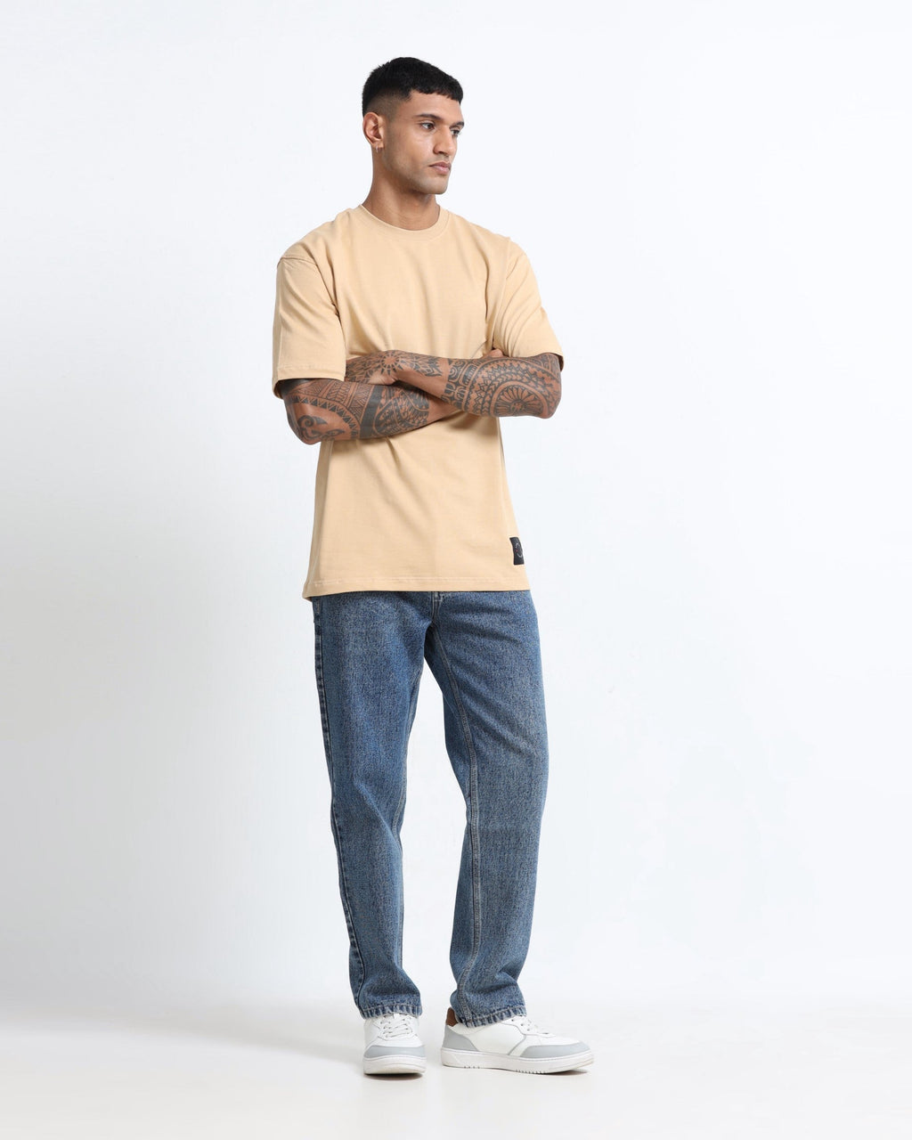 THE GROOVE Beige Basic Tee - Relaxed Fit