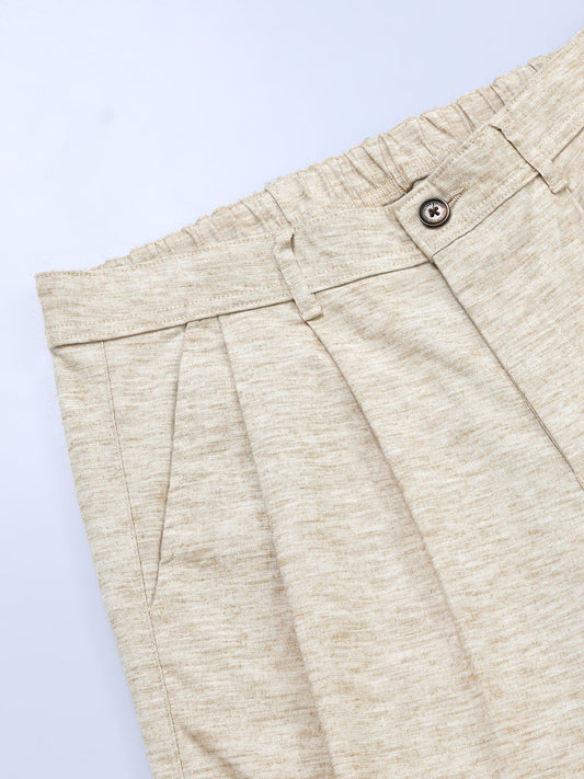 Versatile Pleated Trouser In Beige